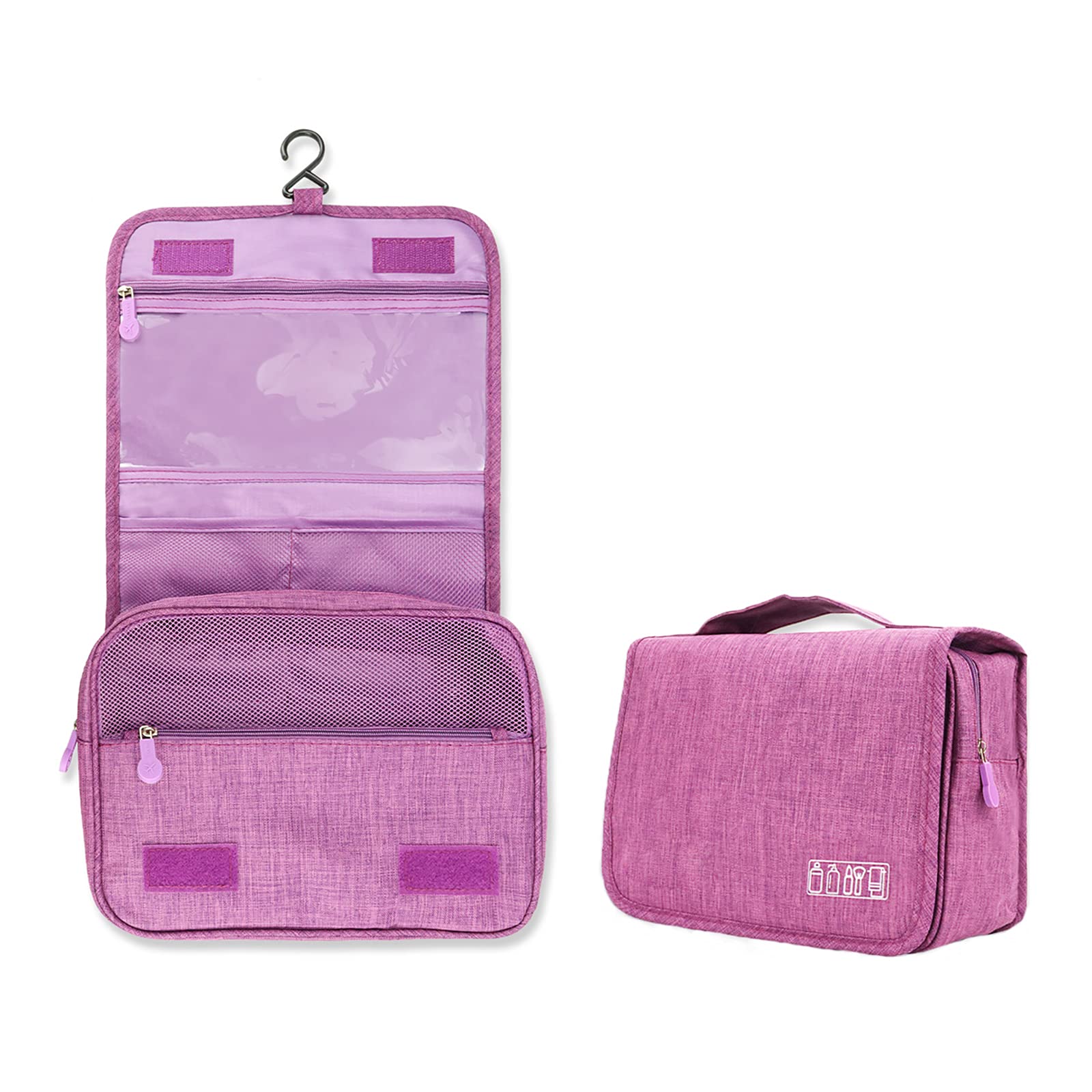 Hanging Travel Toiletry Bag Cosmetic Make up Organizer for Travel,Camping,Water-resistant Make up Bag, Large Capacity Toiletries Accessories Bag (Blue), Purple,