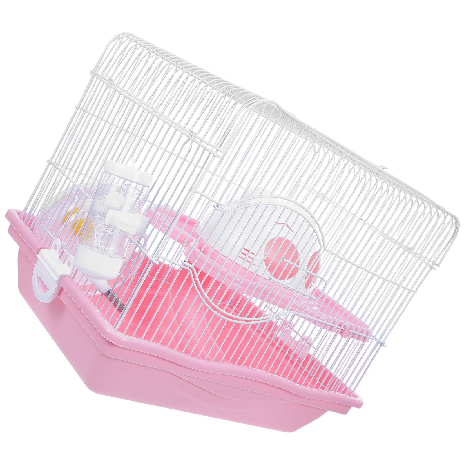 Totority Gabbia per Criceti Ruota per Esercizio 2 Livelli Espandibili in Plastica Rosa con Casa a Torre Ciotola per Cibo e Bottiglia D'acqua, per Piccoli Animali Domestici
