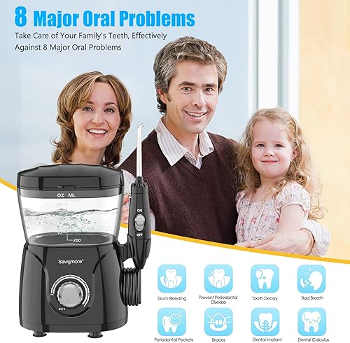 Miniatura 2 de Sawgmore FC166 Water Flosser for TeethBraces, 600ml Large Capacity, 10 Adjustable Pressures,8 Home Nozzles Professional Oral Irrigator for Teeth