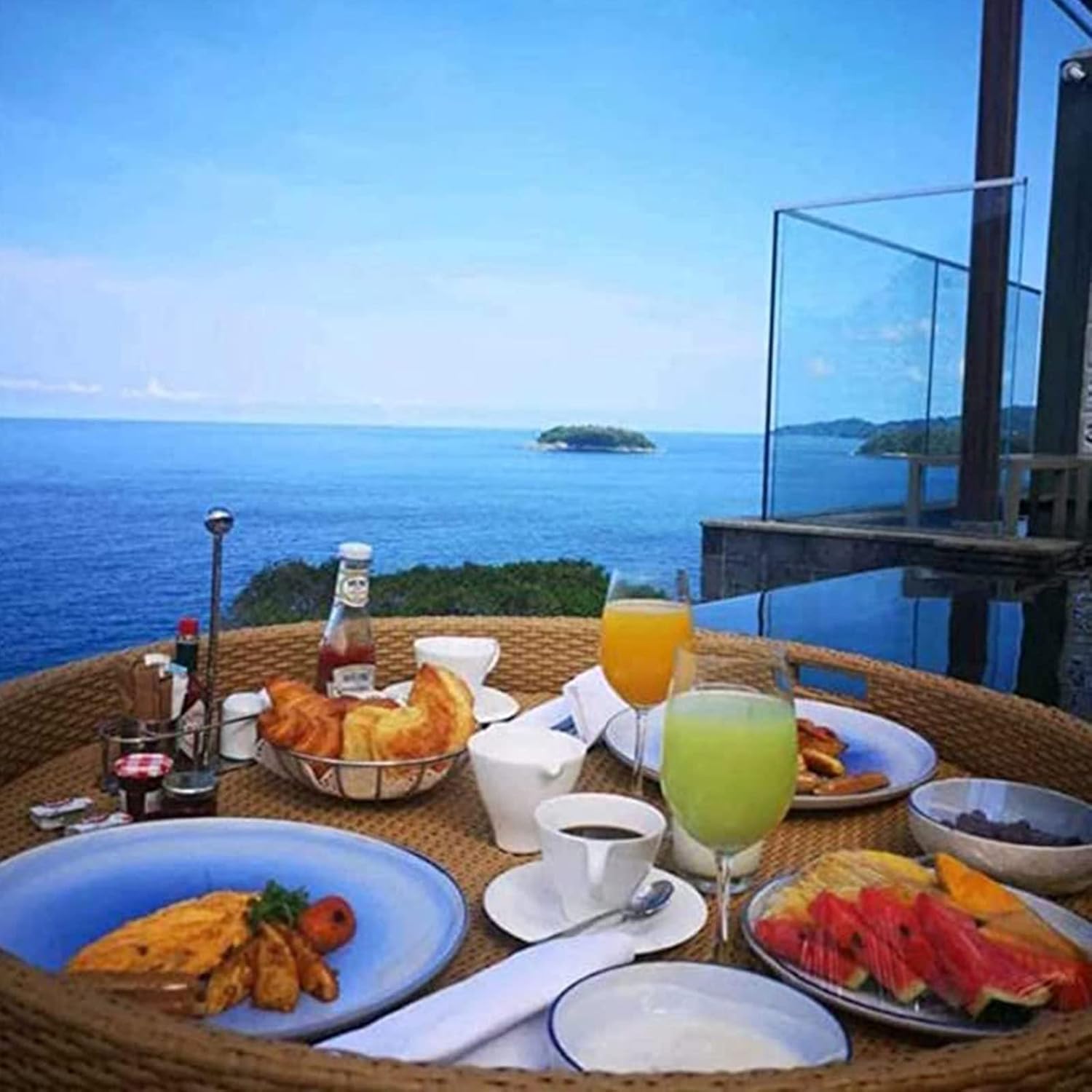 GaRcan Portable Floating Pool Tray, Deluxe Floating Tray for Pool, Rattan Stylish Tray on The Water, Creative Floating Bar & Table for Pool,Spas, Beaches,Black, Apricot