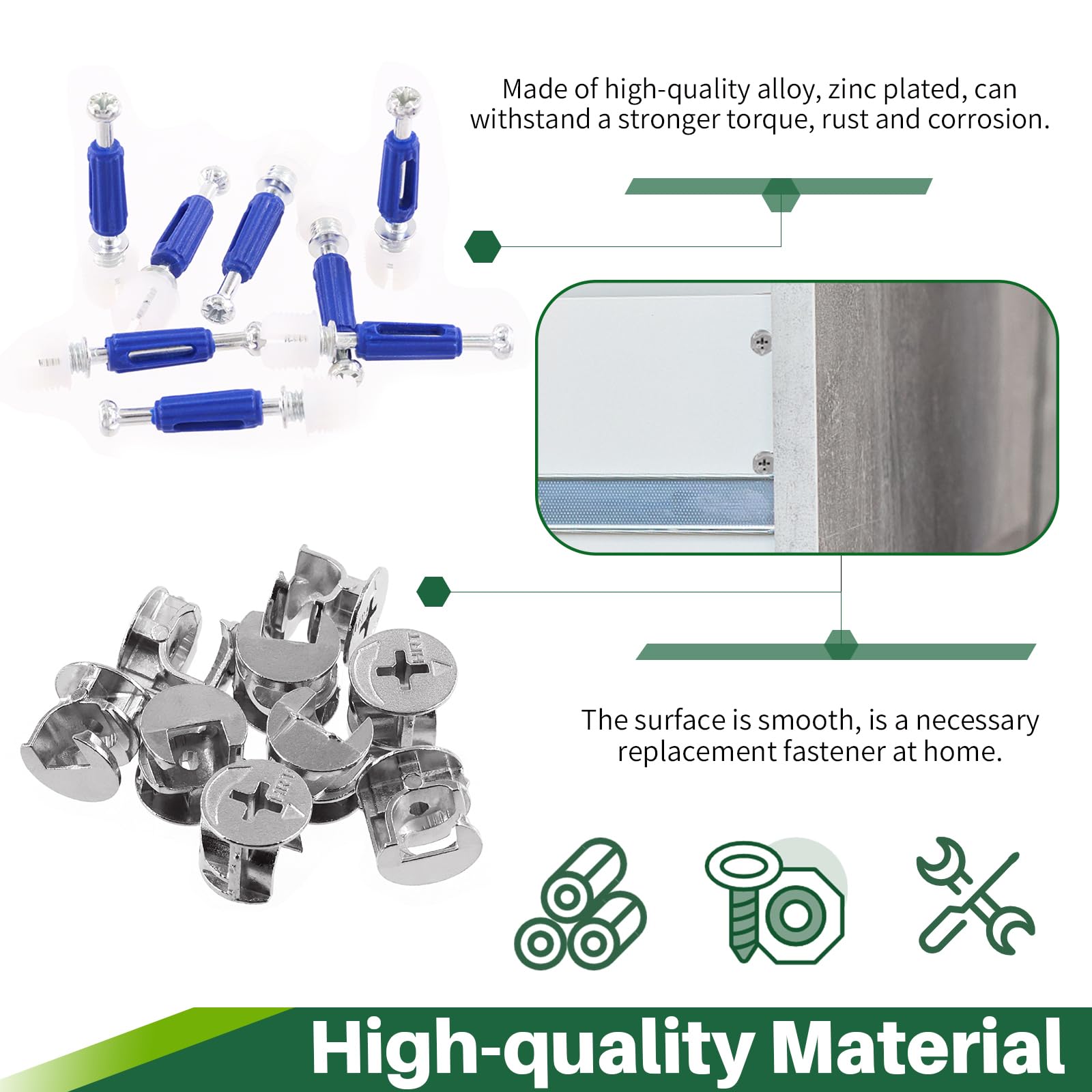 100 Connettori Eccentrici Per Mobili - Dadi A Camma In Acciaio Per Armadi E Cassetti