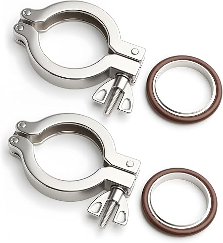 2 unids KF50 abrazadera de acero inoxidable 304 con anillo de centrado de acero inoxidable 304 KF50 con abrazaderas rápidas junta tórica