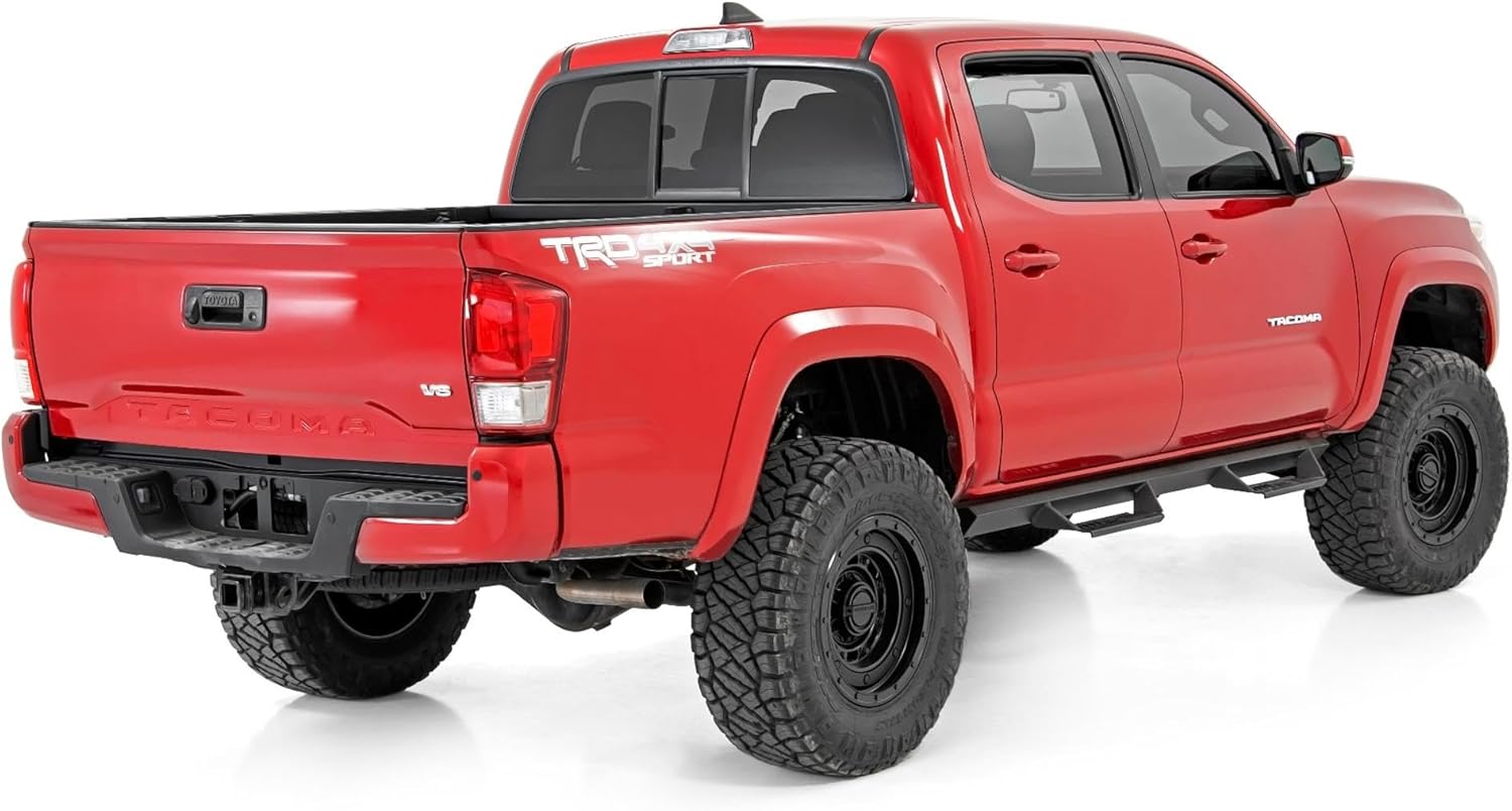 Rough Country 3.5" Bolt-On Lift Kit with M1 Struts/M1 Rear Shocks for Toyota Tacoma 4WD (2005-2023) - Lifted Leaf Springs, Red Control Arms