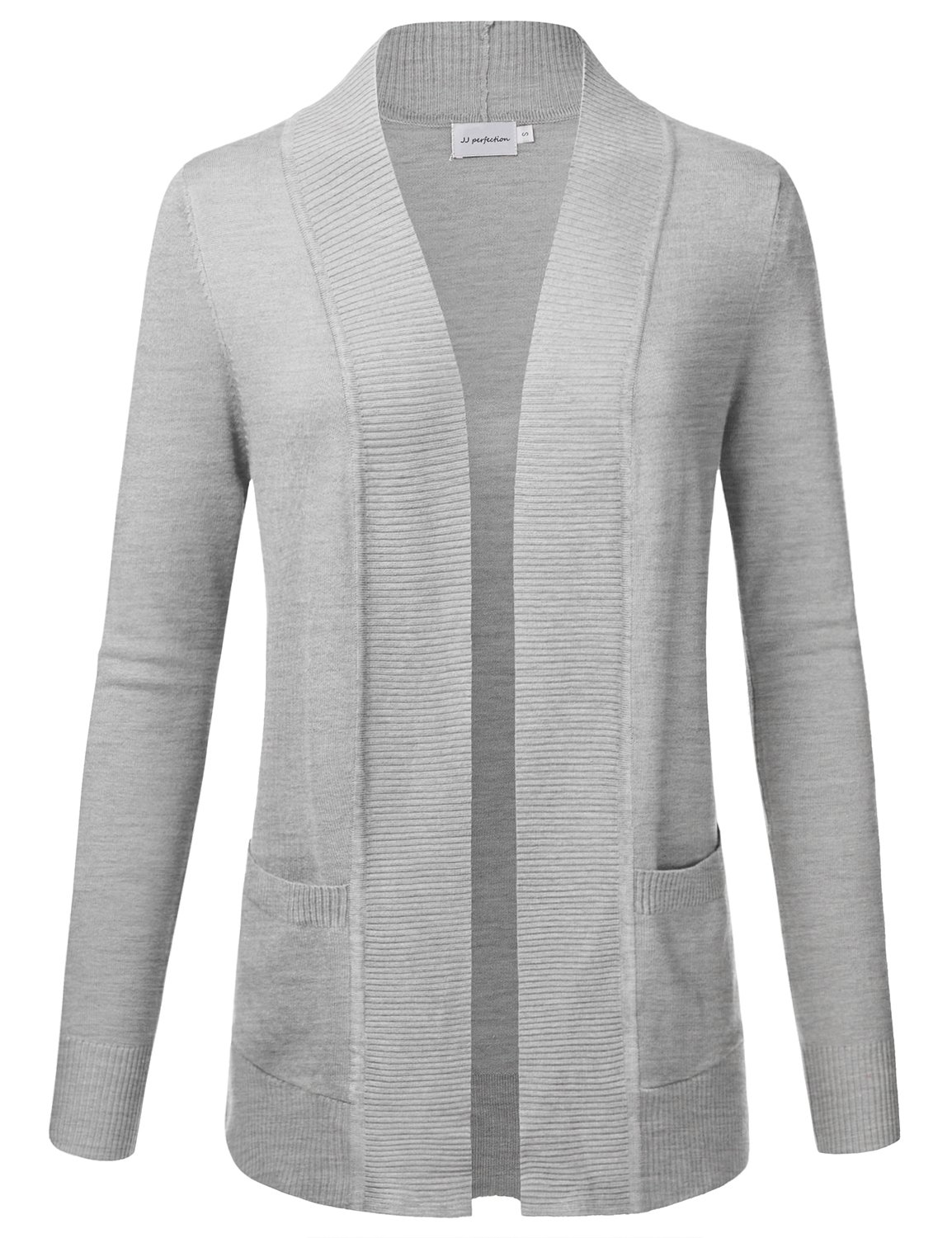 JJ PerfectionCasual Open Front Knit Cardigan Long Sleeve with Side Pockets Basic Sweater Jackets for Womens with Plus Size
