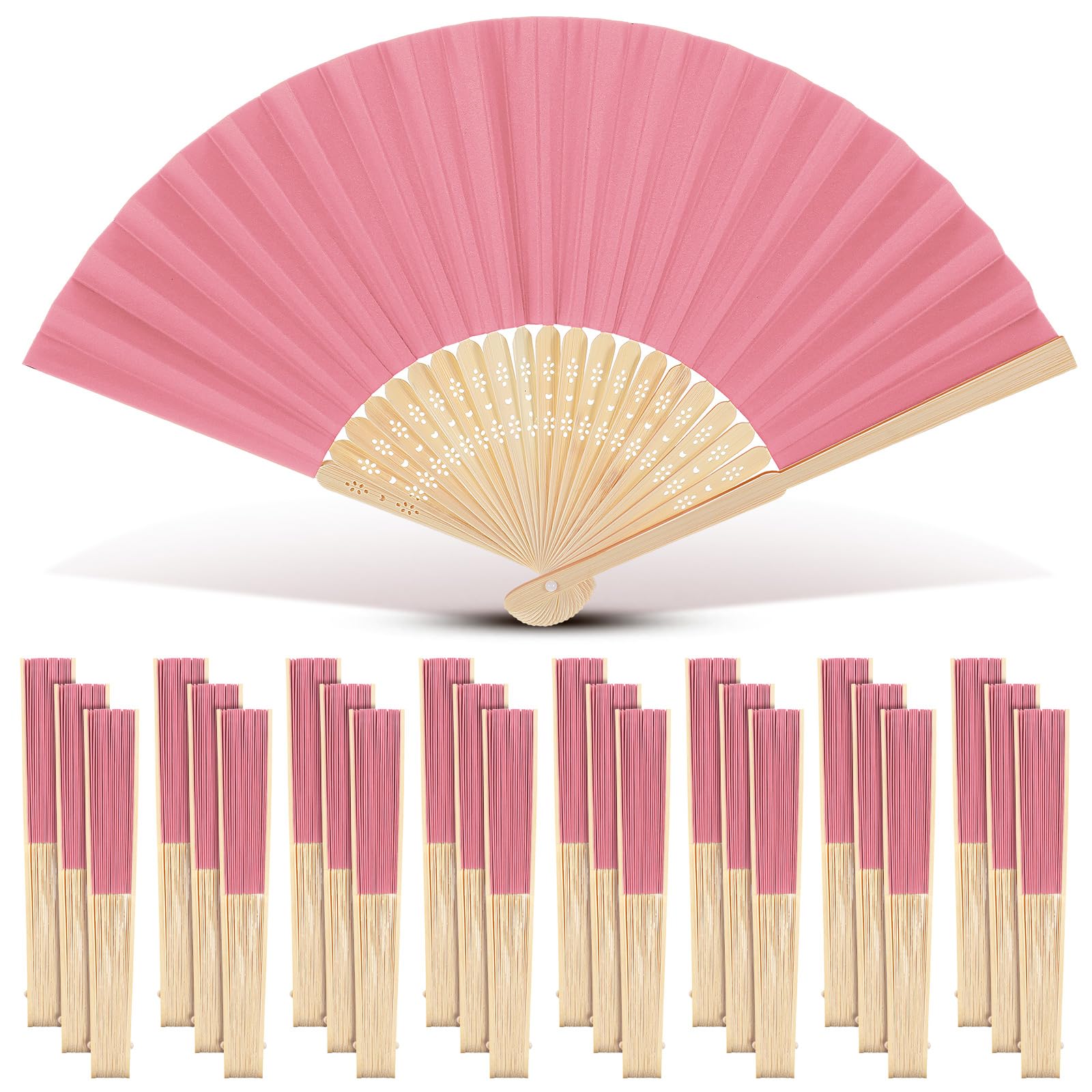 Yinkin 24 Pack Folding Fans Bamboo Handheld Folded Craft Hand Japanese Chinese Fans for Weddings Bridal Dancing Church DIY Decoration Women Gift Party