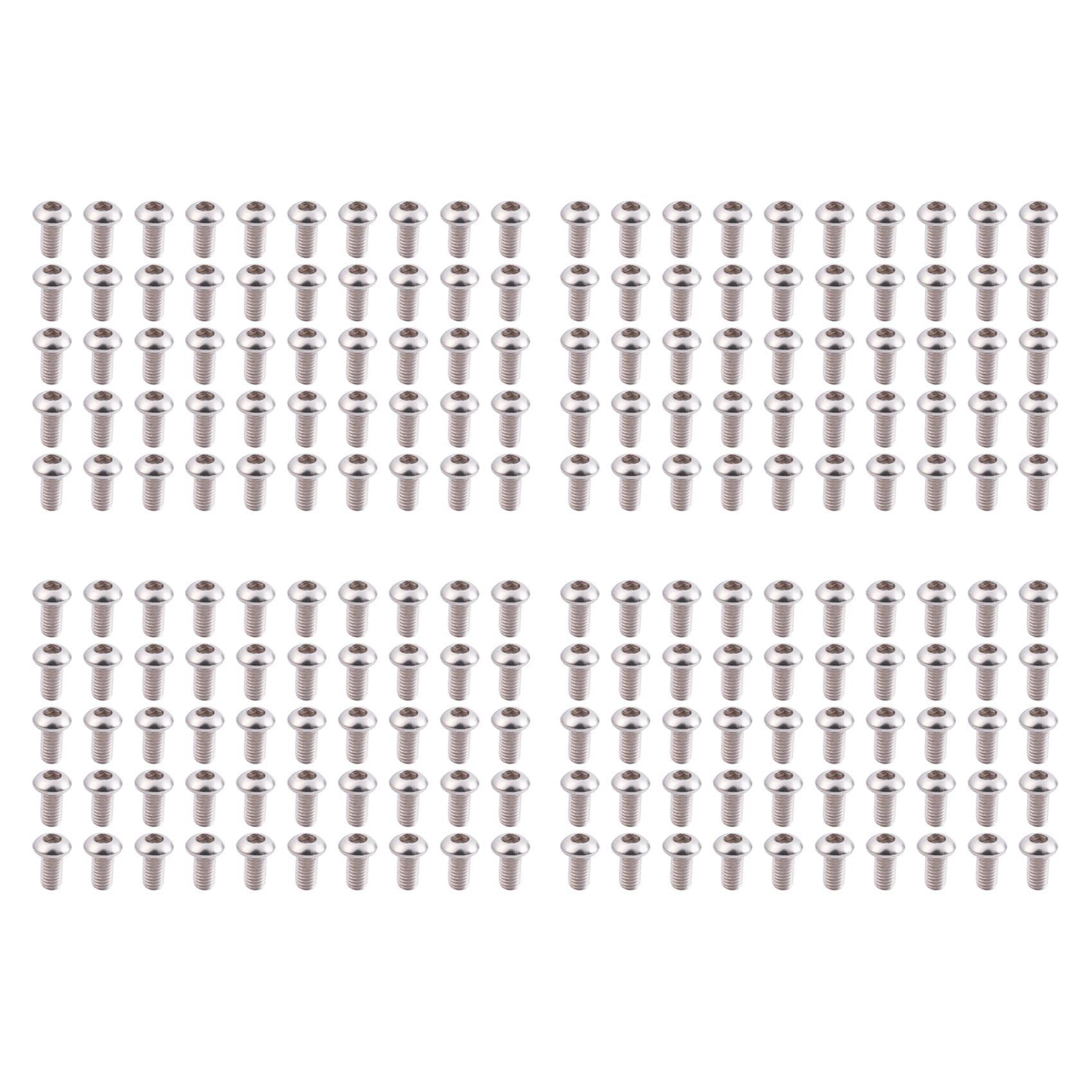 Jnchdghwa Silver M6x12mm Stainless Steel Hex Socket Button Head Screws 200 Pcs
