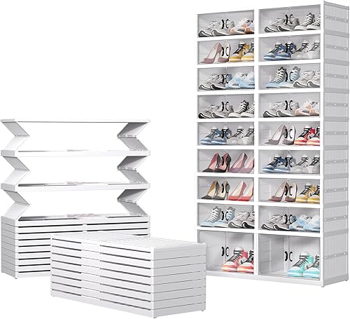Dollate Zapatero plegable de 9 niveles, 36 pares, gran almacenamiento de zapatos con puerta magnética transparente, fácil de montar y organizador de