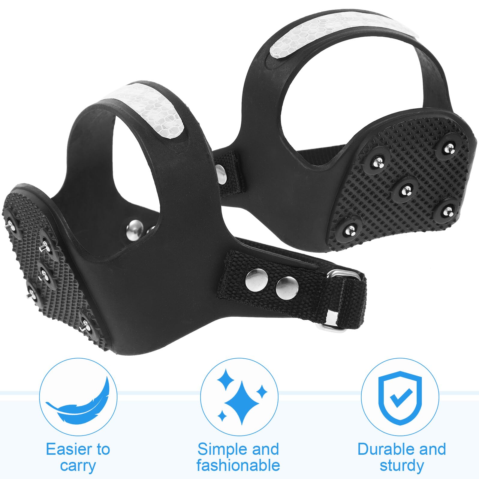 Gatuida Crampons pour Chaussures Randonnée Dents Silicone Antidérapants avec Bande Réfléchissante Protection Neige Verglas pour Randonnée Escalade Course Noir