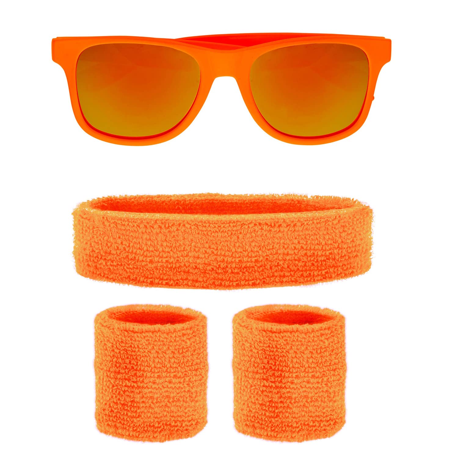 Widmann 10272248DY 10272248dy-80s, Sweatbands & Glasses, Carnival, Fancy Dress Costumes, Tracksuit 80s Accessories, Orange, Standard Size