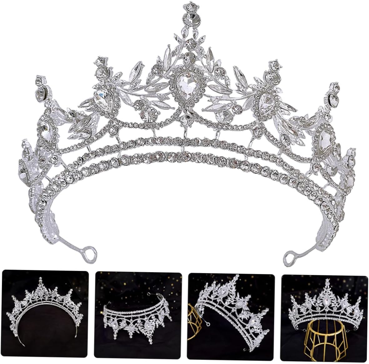 Luxury Rhinestone Bride Crown Hair Tiara, Silver Alloy Metal Wedding Headpiece for Bridal Hair Accessories, ’ Princess Circlet for Wedding and Special Occasions