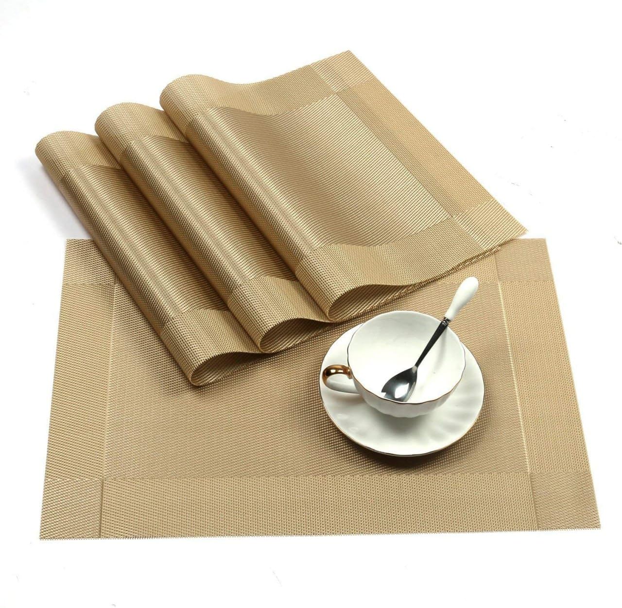 OXSAM Placemats, Heat Insulation Non-Slip Vinyl mats, Stain-Resistant Tablemats for Home and café Dining Table Décor (Taupe Brown, Pack of 6) — Amazon image 9