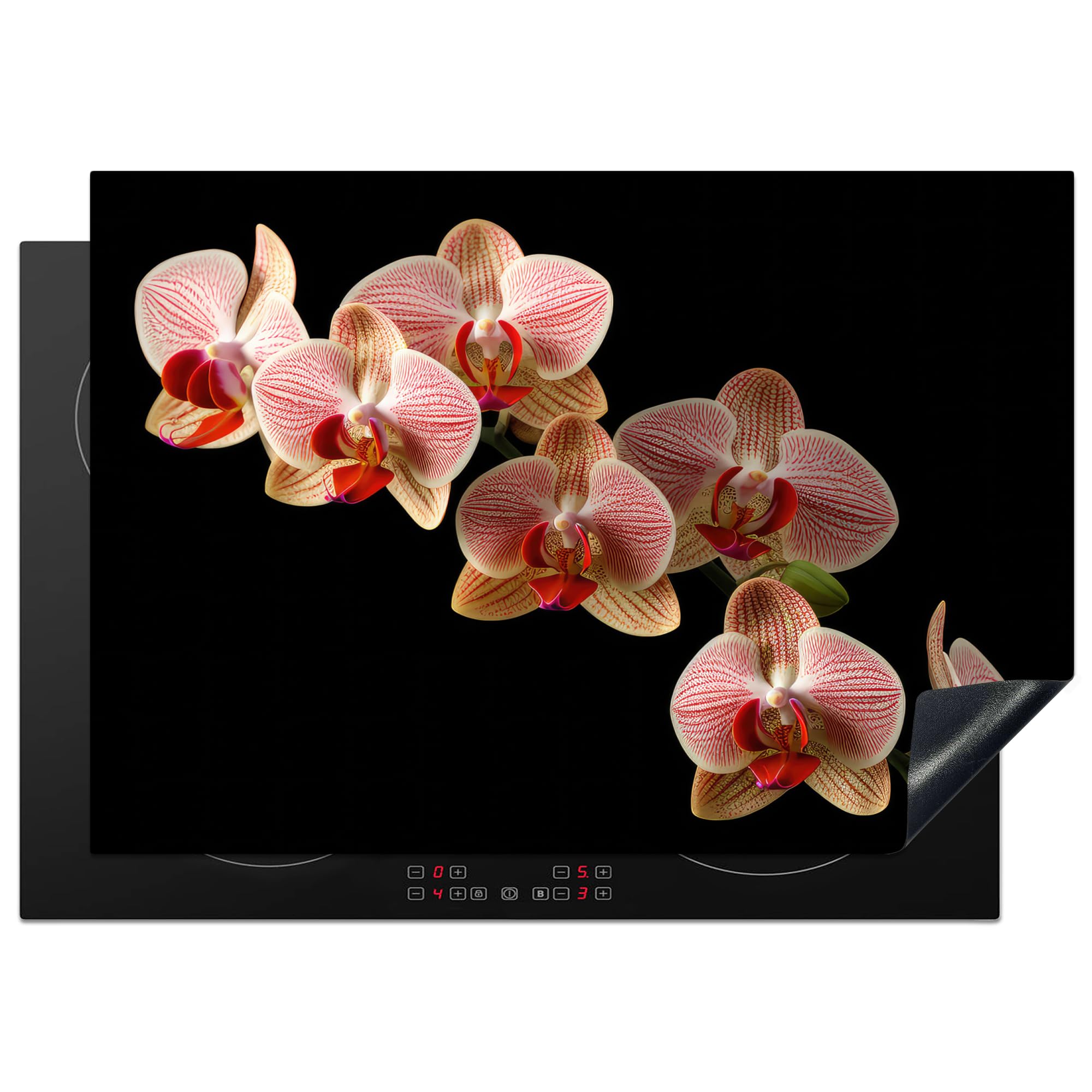 KitchenYeah© Induction Hob Cover Protector Mat 20.5"x29.5" / 75x52 cm Kitchen Universal Ceramic Covers for Electric Cookers Vinyl Flowers - Orchid - Pink - Botanical - Nature — image 1