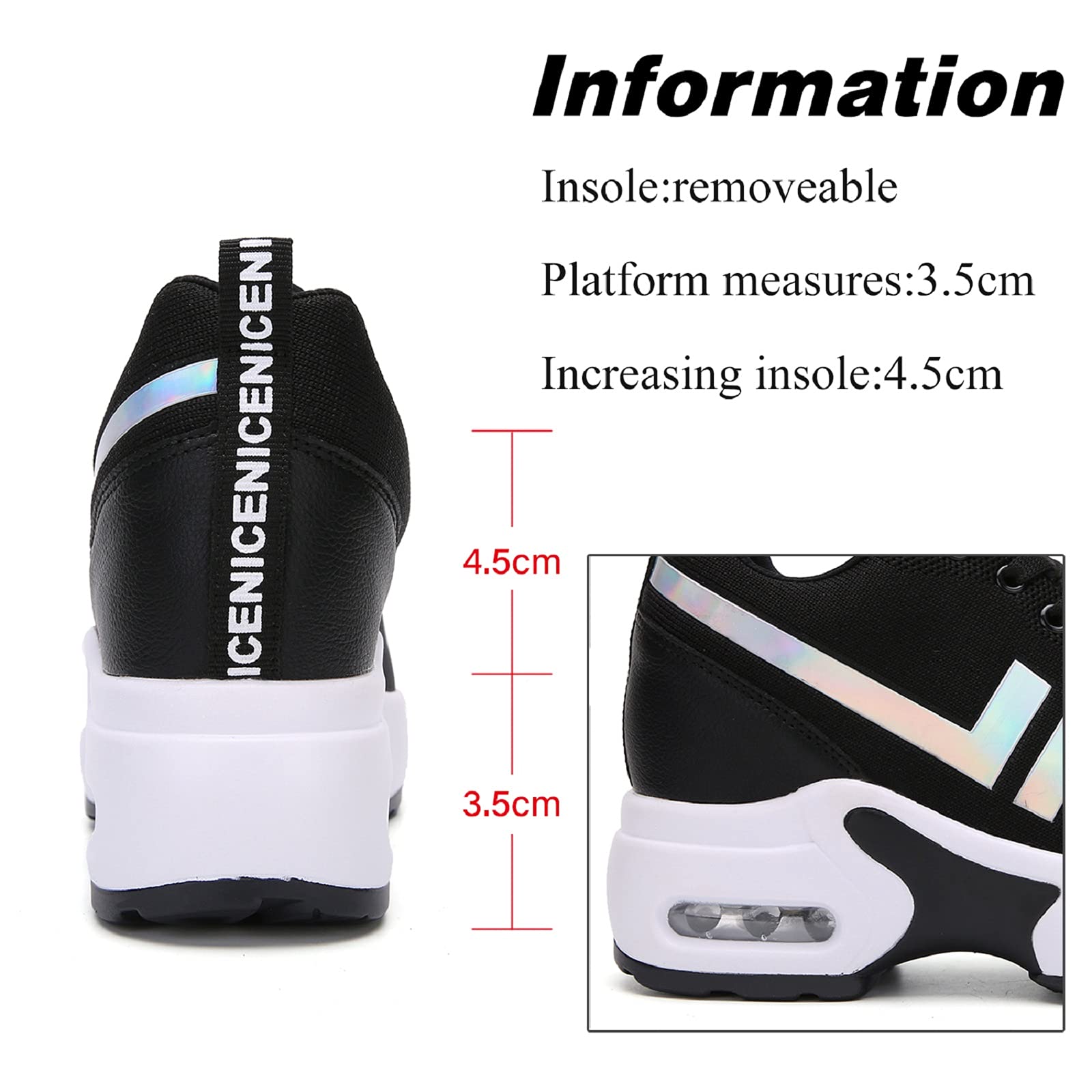 AONEGOLD Sneakers Donna Zeppa Scarpe da Ginnastica Sportive Running Fitness Casual Tacco Zeppa 8.5 CM