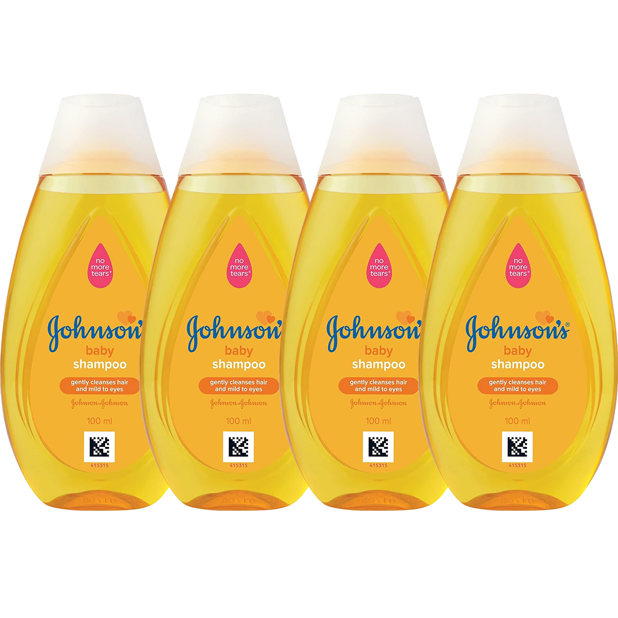 Johnson's Baby Travel Shampoo, 4 Pack 3.38 Oz. Tear-Free, Mild and Gentle Scalp and Hair Cleanser for Babies, Toddlers, Kids - Free of Parabens,