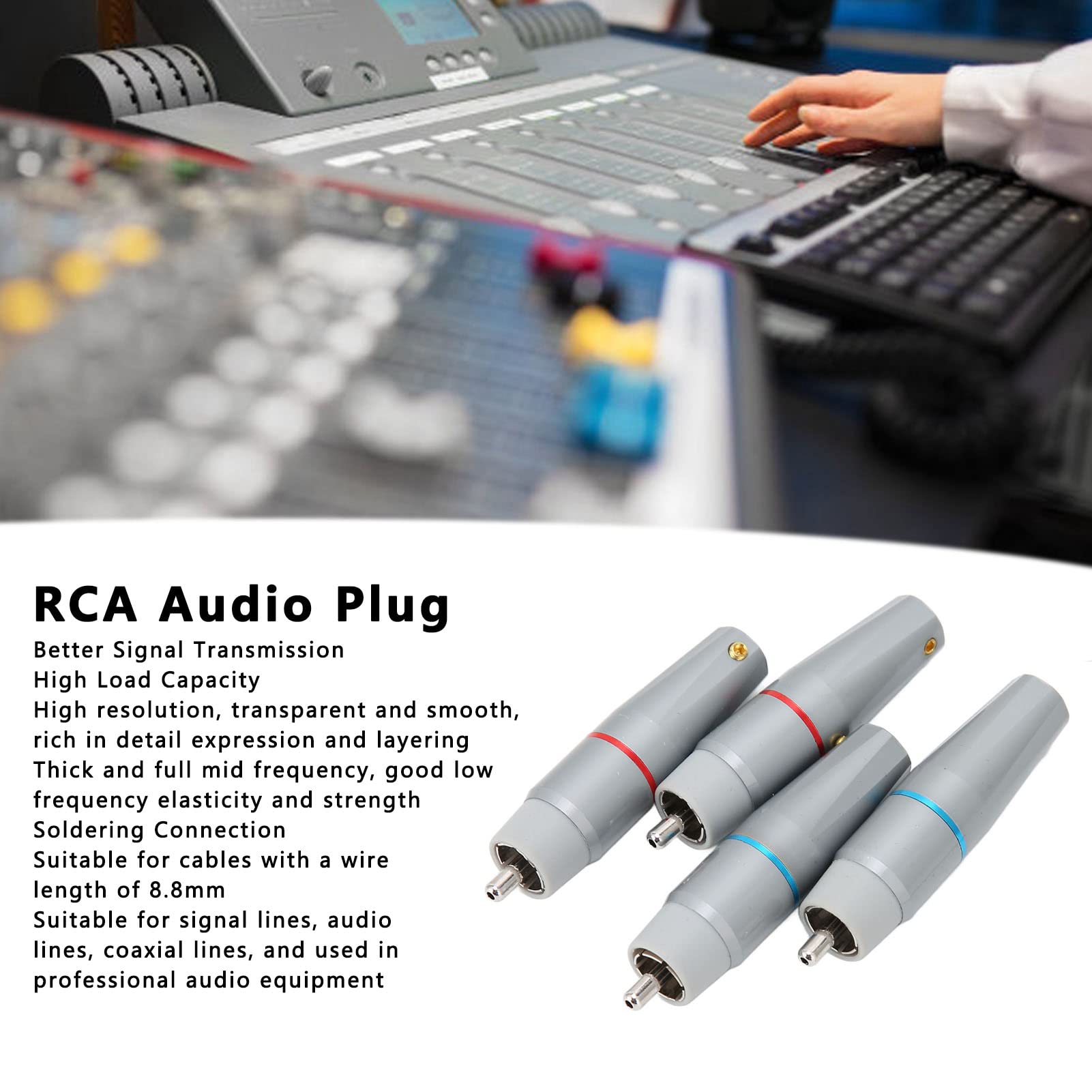 Prise RCA, A200(R) Connecteur De Câble Audio-vidéo en Cuivre Pur Plaqué à 4 Couches, Connecteur De Câble Audio-vidéo en Or à Souder