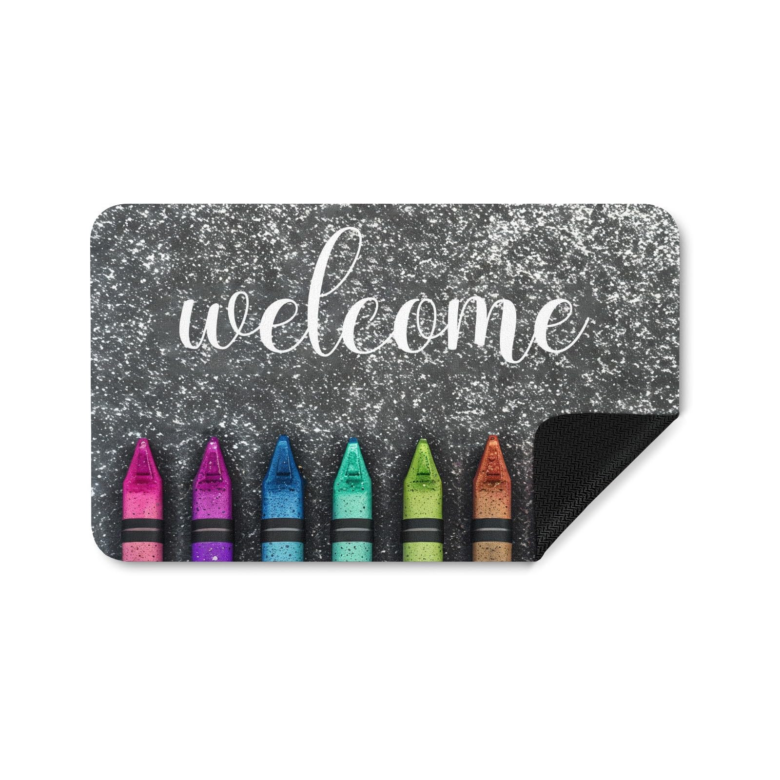 XOZOTY Doormat Crayon Welcome Indoor Outdoor Entrance Door Mat Rug Decor Garden Kitchen Office Doormat s 23.6 x15.7 Inch