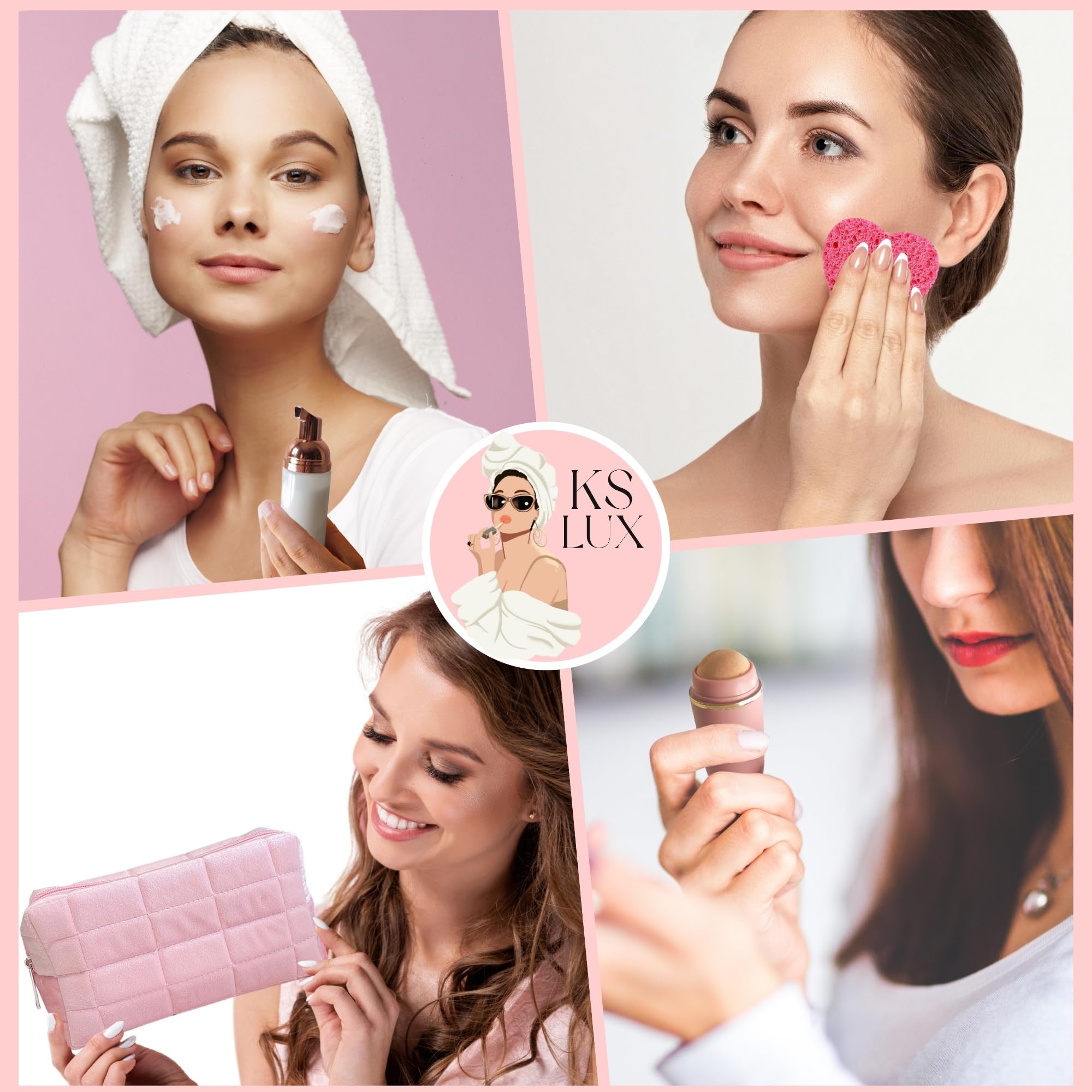 kit skincare ado, skin care, coffret soin visage femme, coffret skincare enfant, skin care coréenne, box cadeau femme original avec brosse nettoyante visage et bandeau cheveux maquillage KS LUX