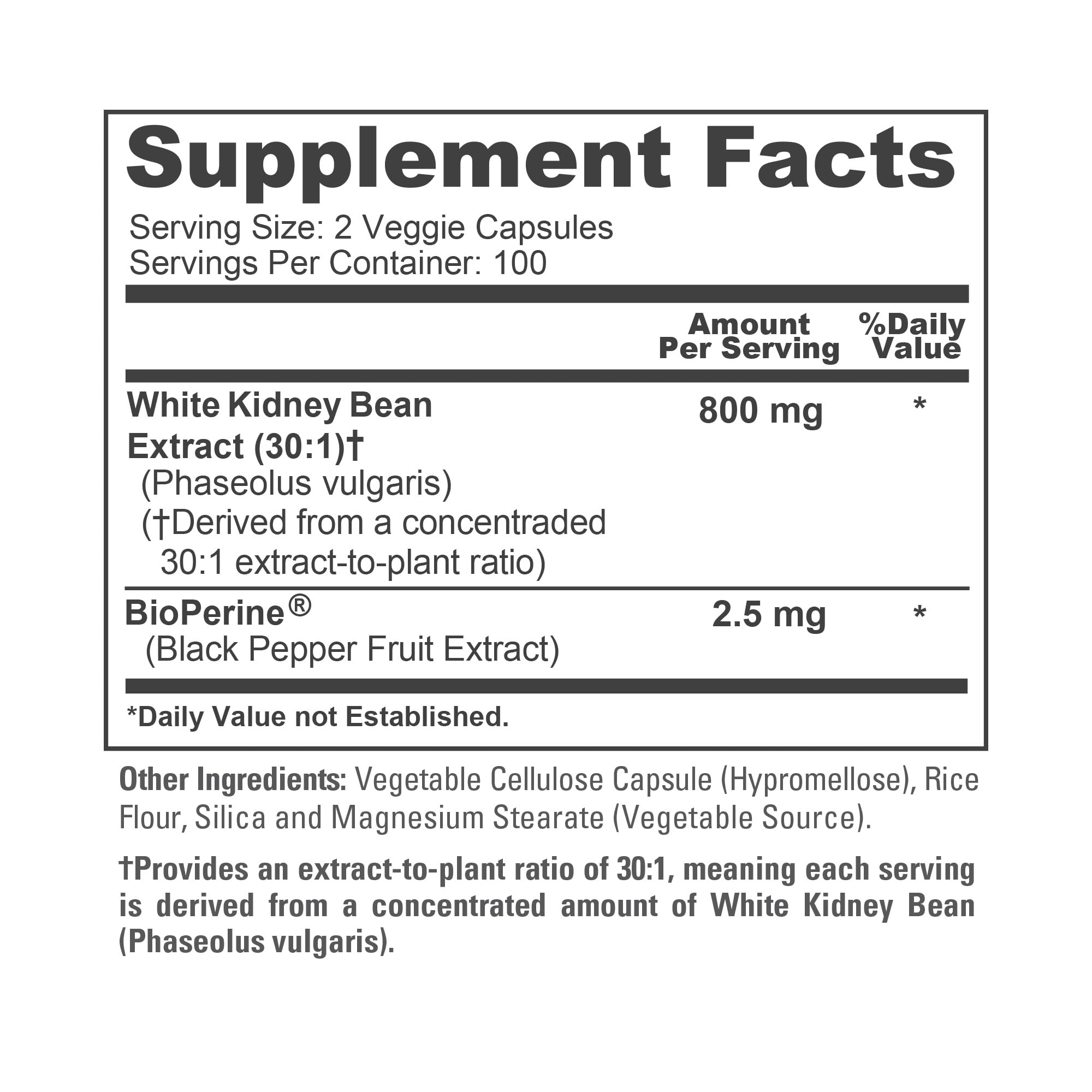 White Kidney Bean Vegan, 800mg, 200 Veg Capsules - 100 Servings — Amazon image 4