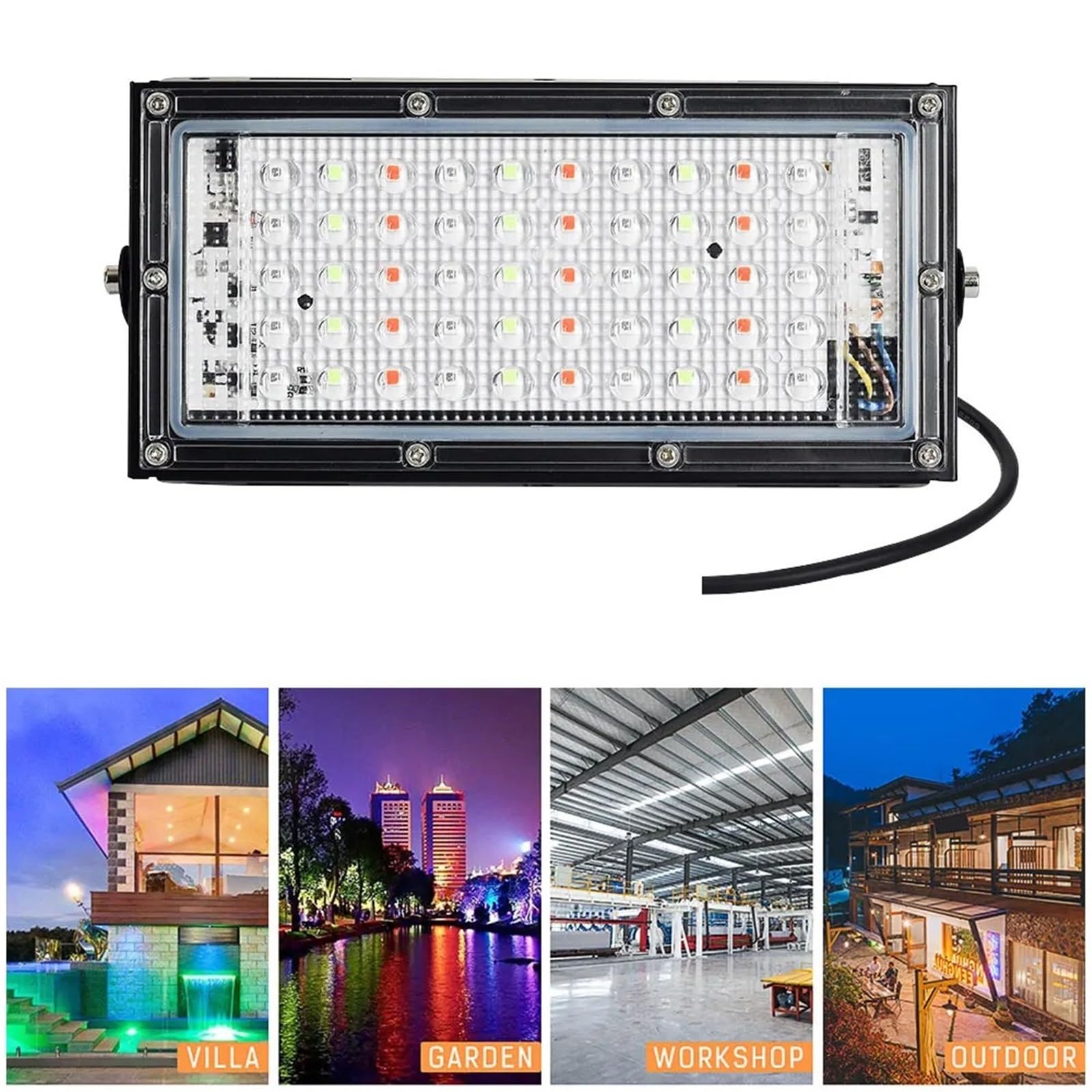Proiettore per esterni, Proiettore LED blu/bianco da 50 W, illuminazione for esterni, riflettore impermeabile IP66, proiettore esterno, faretto di messa a fuoco(Blue)