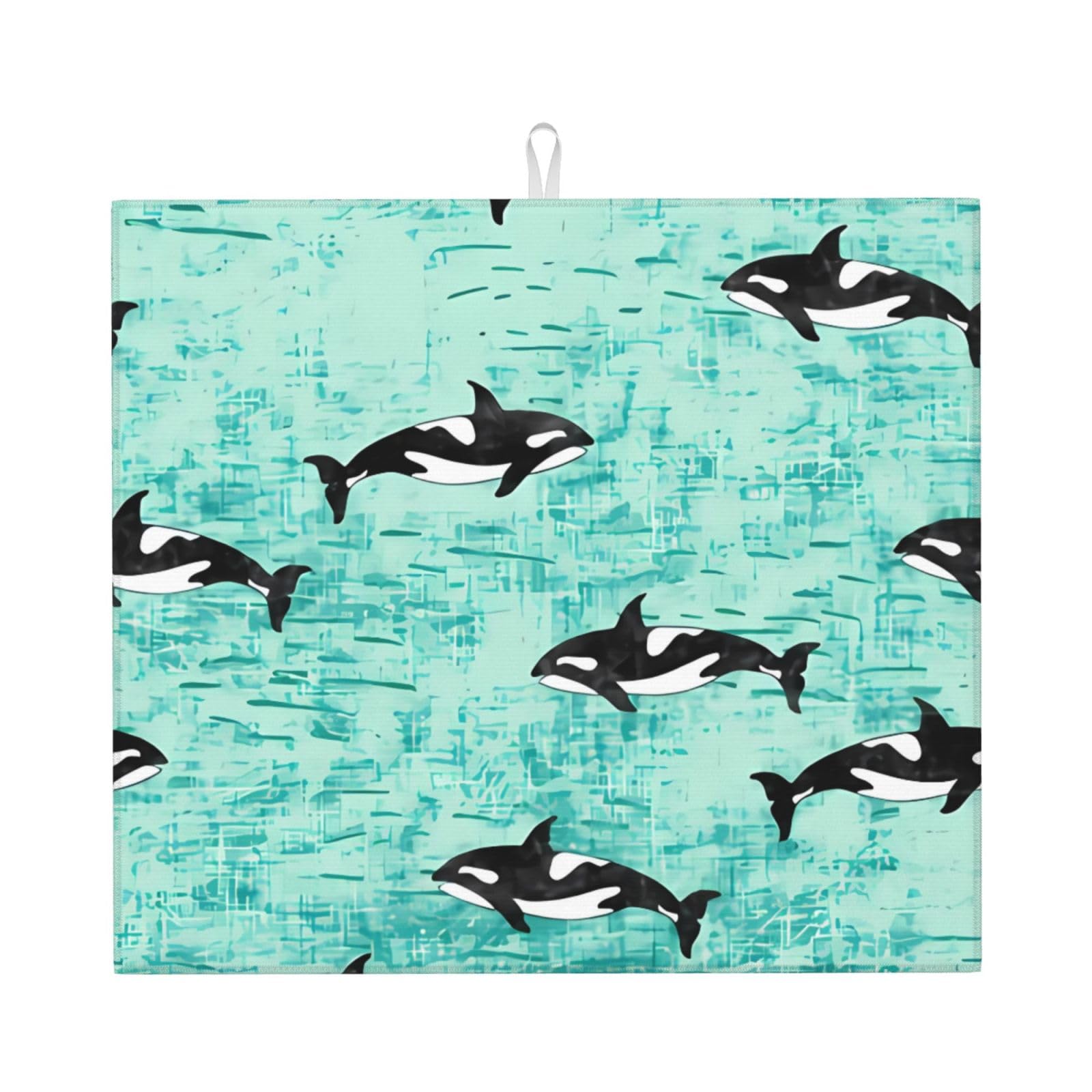WHJSHOP Pacific Ocean whale Prints Kitchen Drying Mat - Absorbent Dish Drying Throw with Vibrant Prints, Quick-Dry Countertop Layer for Dishes & Glassware - Non-Slip