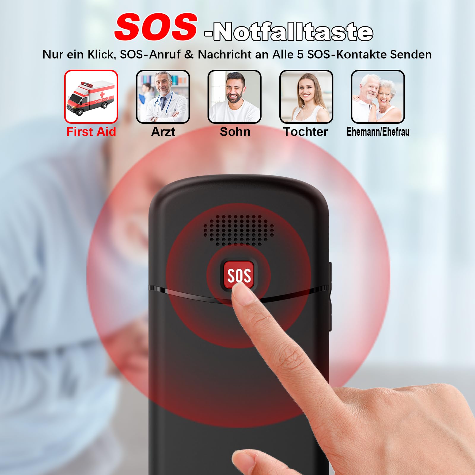 CHAKEYAKE Seniorenhandy mit Großen Tasten | Mobiltelefon Ohne Vertrag mit 1.7 Zoll LCD | SOS-Funktion | Dual SIM Tastenhandy mit Taschenlampe | Ladestation | Schwarz-G180