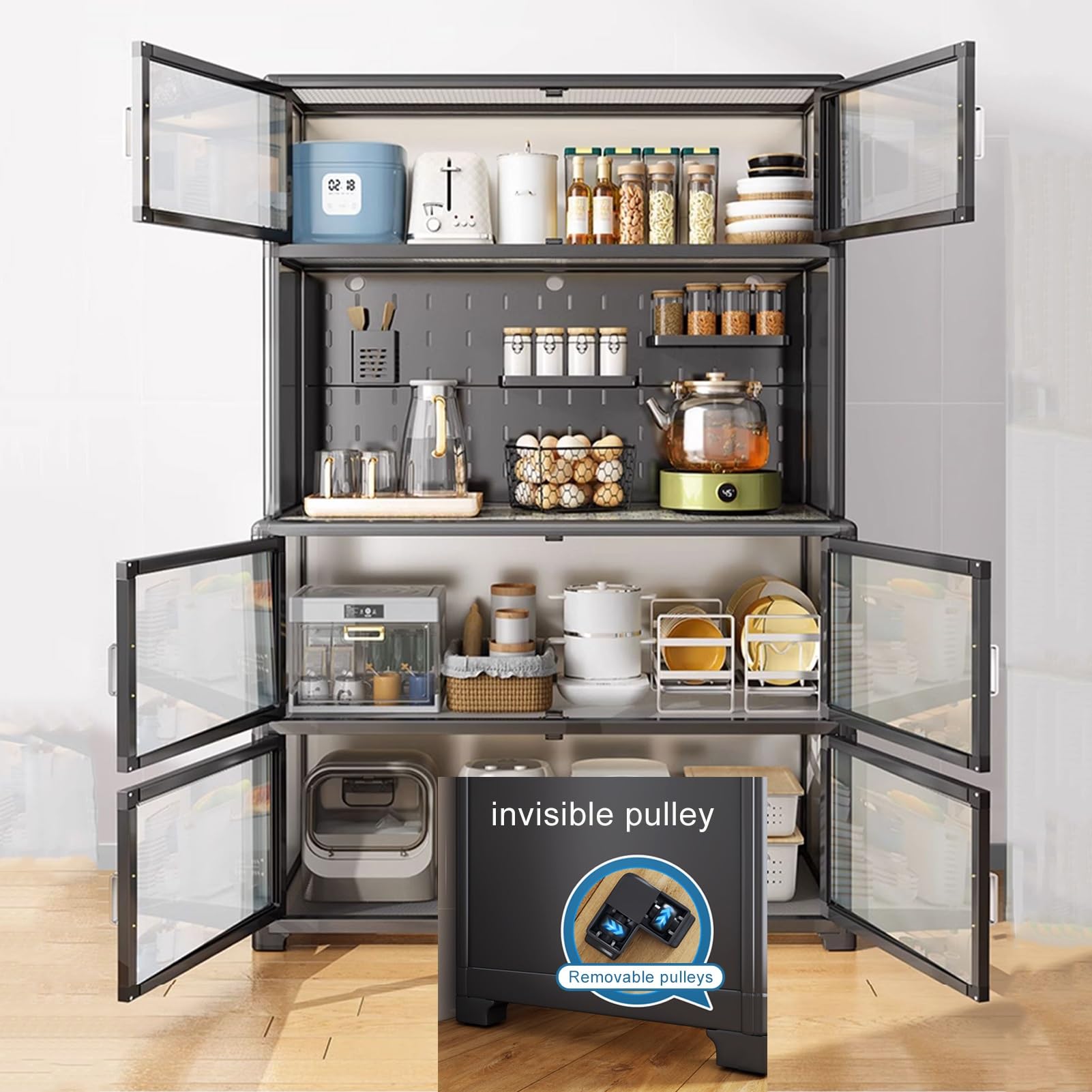 Scaffale da cucina in metallo per forno a microonde, con ruote, mobiletto da cucina autoportante, mensola da cucina in metallo, credenza per cucina, sala da pranzo, soggiorno