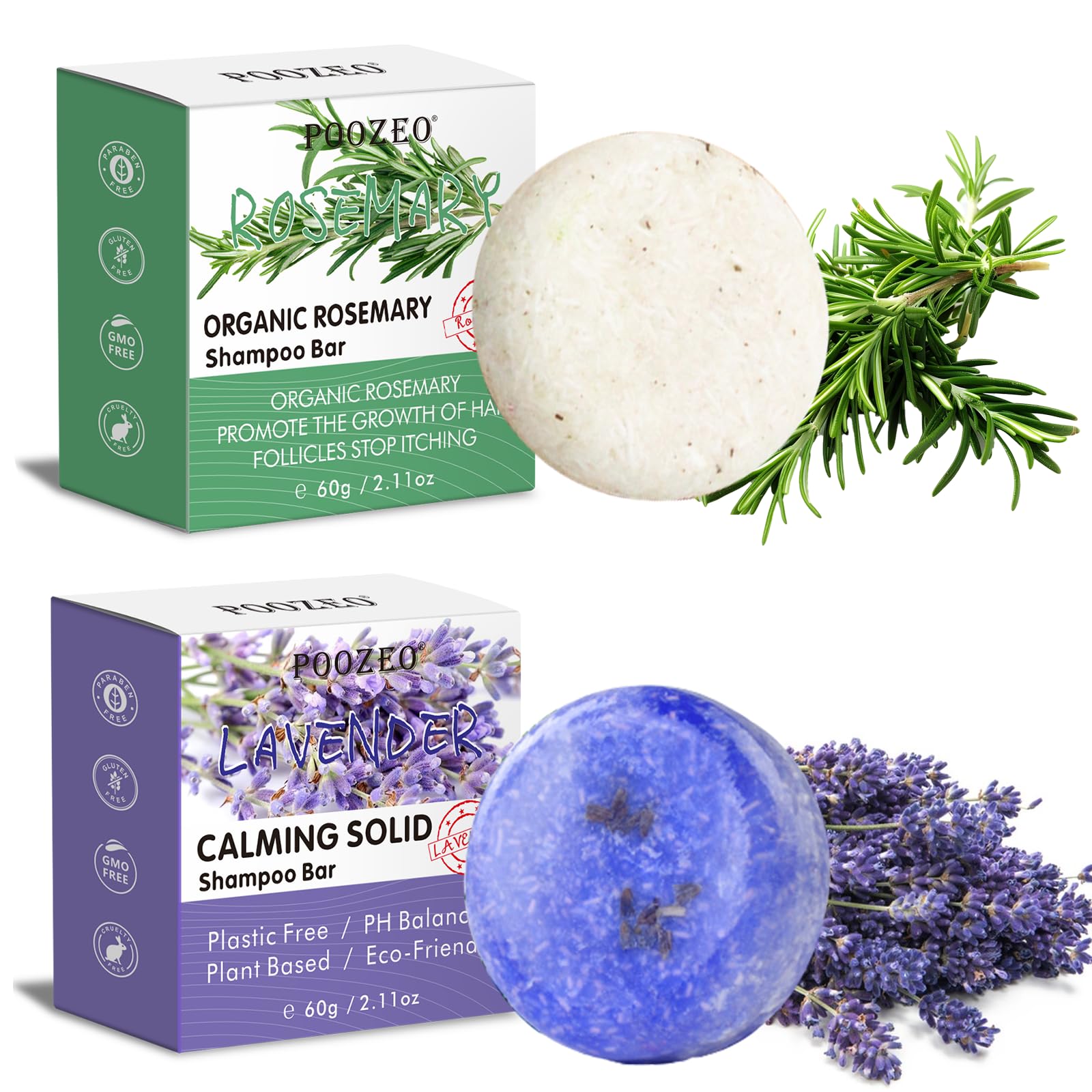 2 Pack Rosemary Lavender Hair Shampoo Bar,Deep Cleansing for Scalp Hair Loss Shampoo Soap,Organic Shampoo Oil Control for Hair Growth,Refreshing and Hydrating Bar,Gifts for Women Men