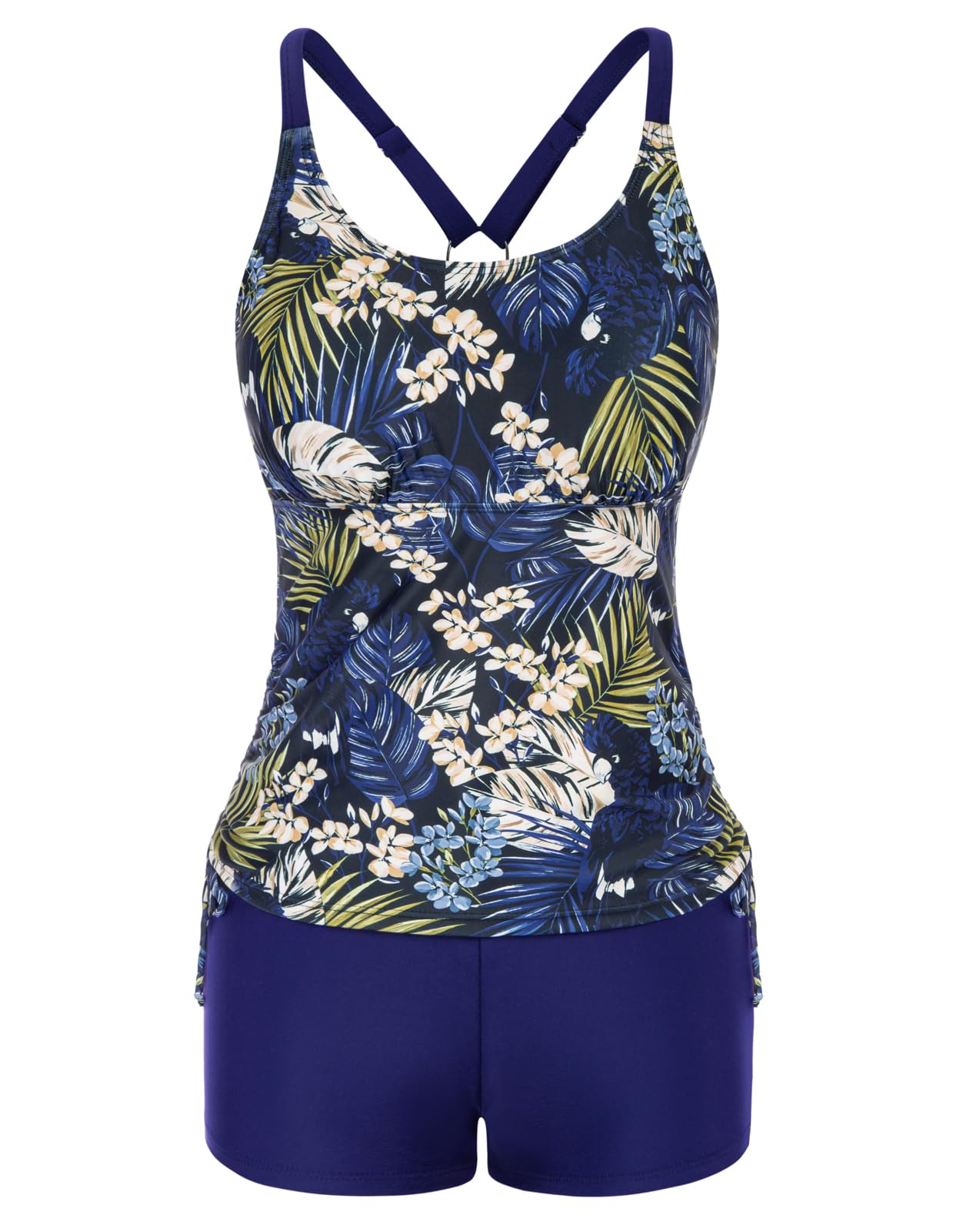 JASAMBAC Tankini Damen Zweiteiliger Badeanzug Bauchweg Tankini Oberteil Und High Waist Badeshorts Komfortabel Bademode Mit Verstellbare Schultergurte Sportlich Strandmode
