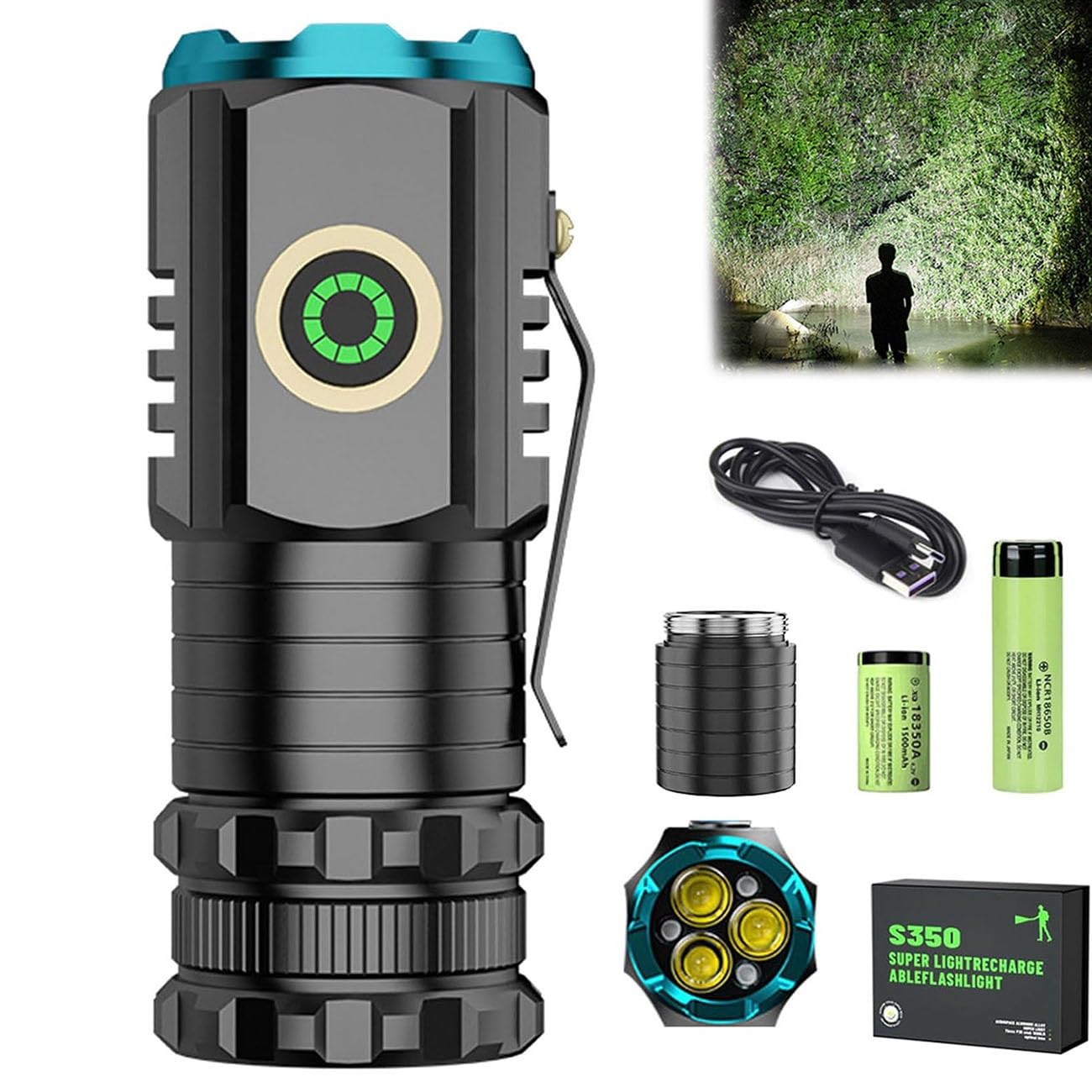 Magnolight High Powered LED Tactical Torch, Blitron Mini Rechargeable Flashlight, Battery Powered Pocket Light for Power Cuts, Camping, Hiking, Emergency — image 1