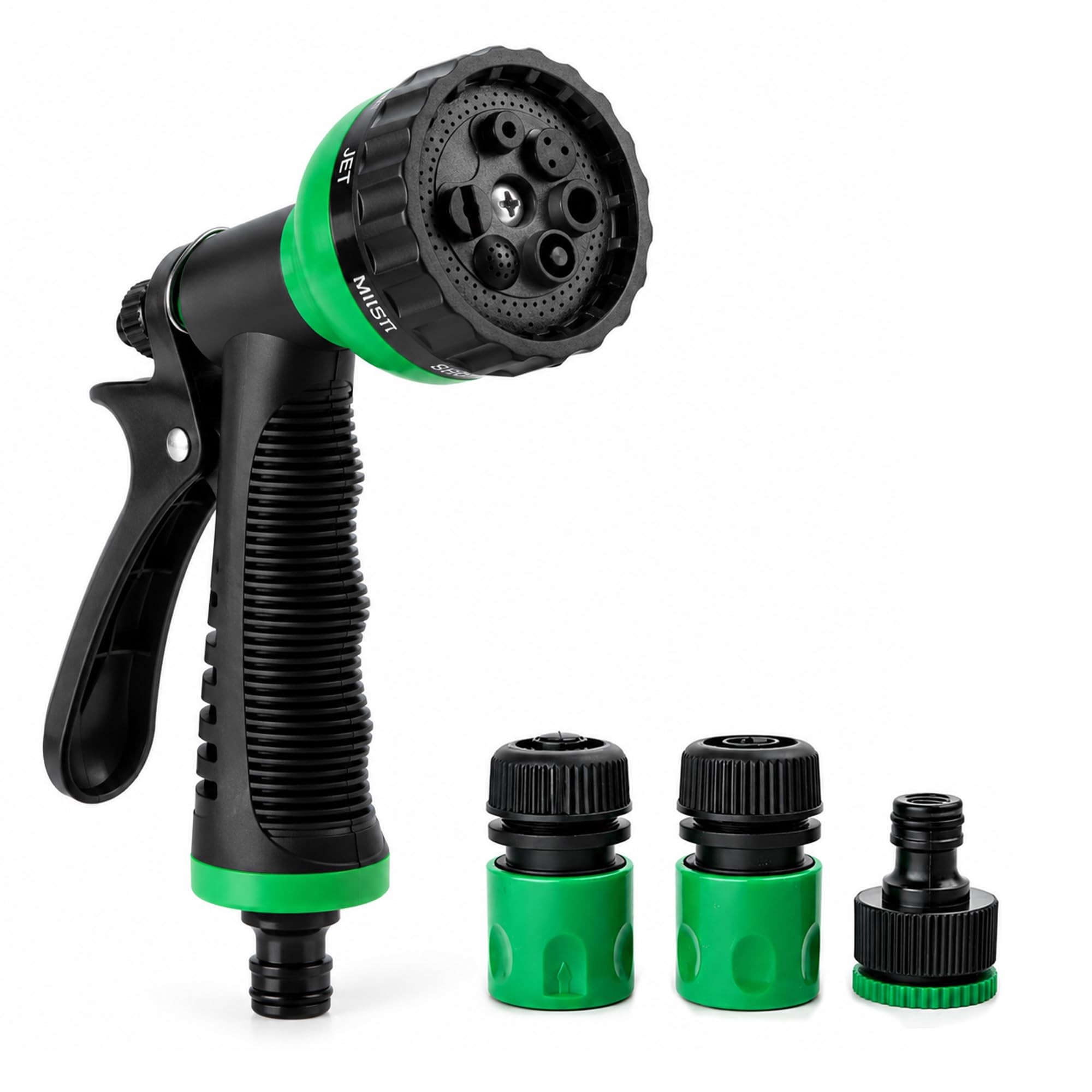 Lizzy Multi Function Garden Hose Spray Gun Set with Connectors Adjustable Water Spray Nozzle with Hose Fittings and Tap Adapter Leak Proof Sprayer for Plants Lawn Car Wash Cleaning