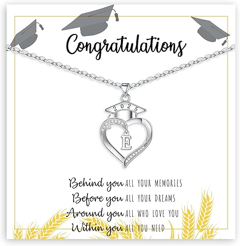 Graduation Gifts, Graduation Gifts for Her Initial Necklaces for Women Class of 2025 Gift Letter A - Z High Shool Senior Master Degree Graduate Necklace for Daughter Sister Granddaughter Girlfriend