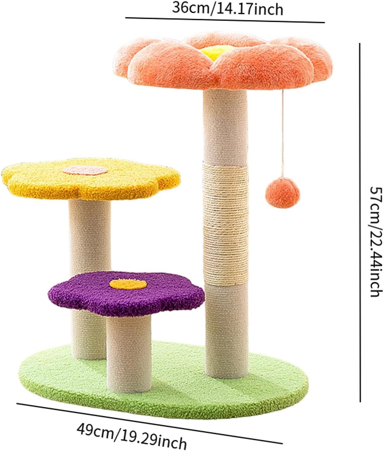 フラワーモチーフの猫用キャットタワー, オレンジ ビビッドなオレンジ