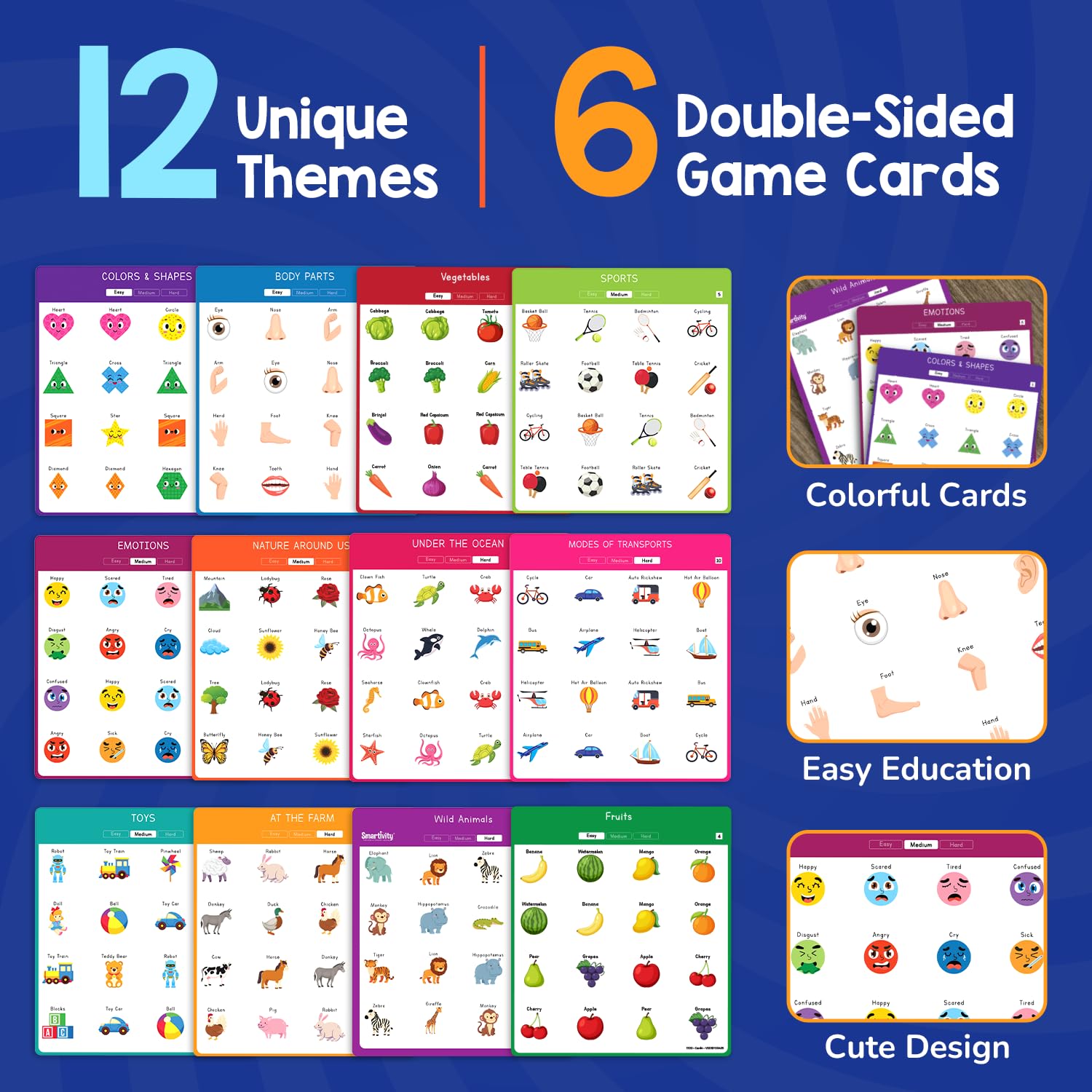 Smartivity Memory Game for Kids Ages 3+ Years | Fun Matching Game - 12 Theme Cards & 3 Level Challenges I Birthday Gift for Boys & Girls I Preschool Learning Toy for 3,4,5,6 Years Age - Image 4 thumbnail