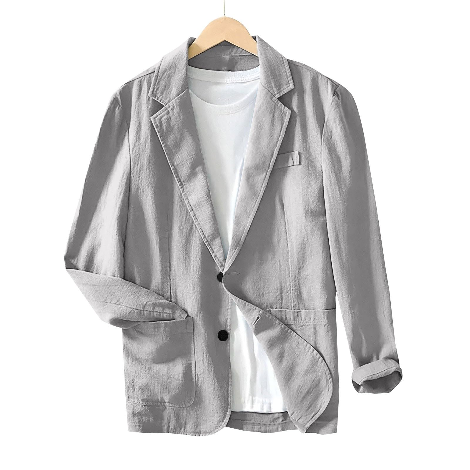 Chaquetas de traje casuales para hombre, 2 botones, ligeras, de algodón, lino, ajuste regular, cárdigan ligero, uso diario, negocios, trabajo
