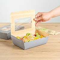 Vista 5 de Restaurantware Cafe Vision - Cajas desechables de 42 onzas para llevar, 200 cajas de papel para alimentos, bloqueo de bisagra, resistente a