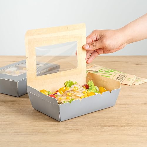 Miniatura 5 de Restaurantware Cafe Vision - Cajas desechables de 42 onzas para llevar, 200 cajas de papel para alimentos, bloqueo de bisagra, resistente a la