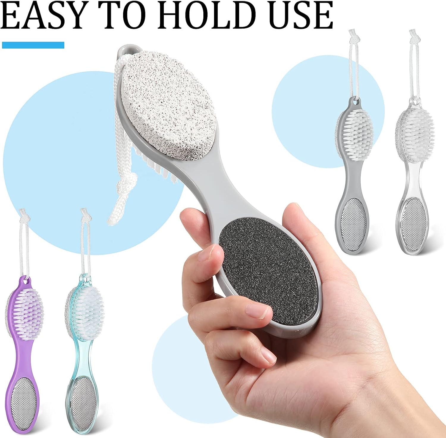 Sieral 4 Pcs Foot Scrubber 4 in 1 Feet Brush for Use in Shower with Pumice Stone, Foot Rasp and Sandpaper, Feet Scrubber Brush for Dead Skin and Shower, Skin Remover