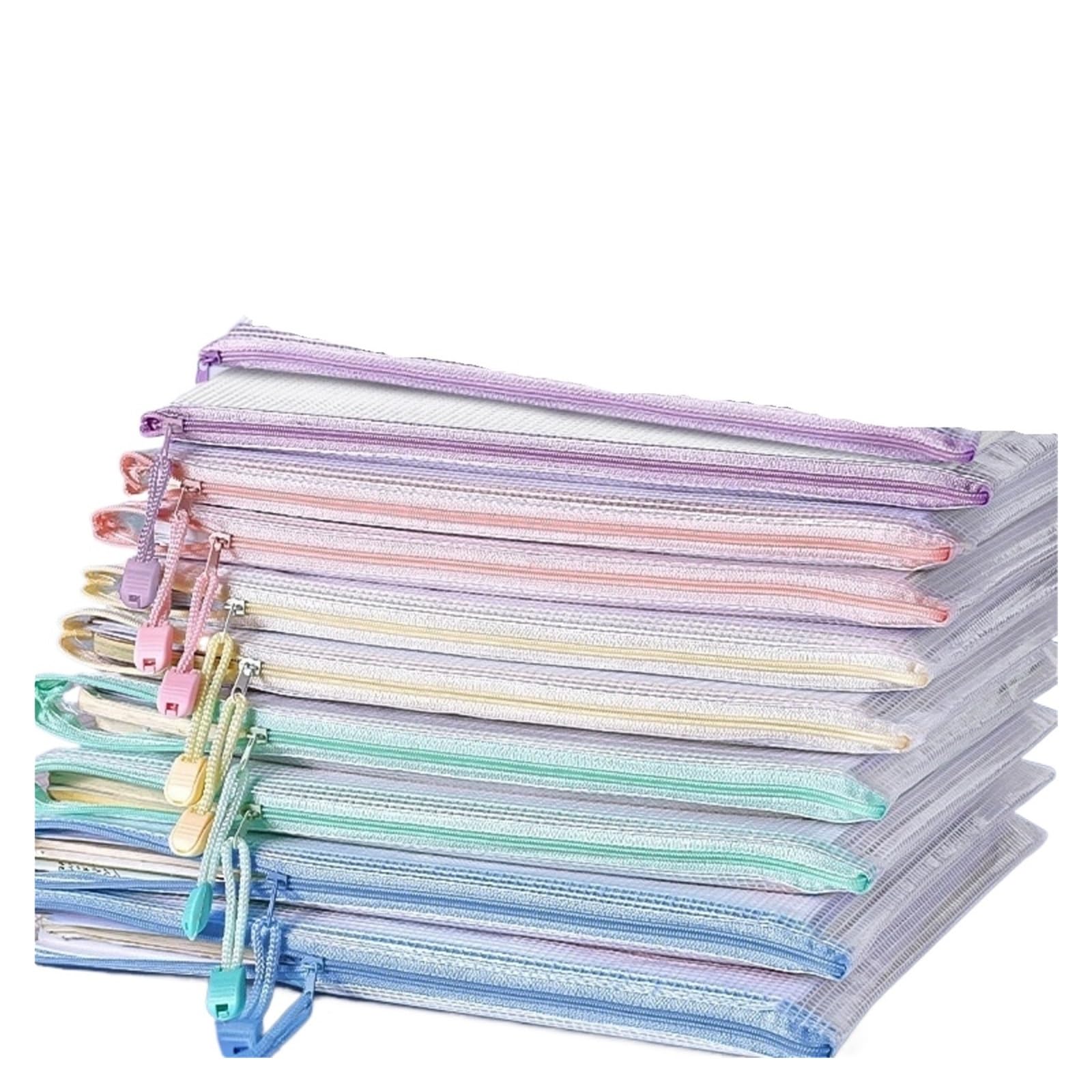 Lot de 24 pochettes en maille à fermeture éclair pour organiser le rangement, les fichiers à lettres pour l'école et le bureau