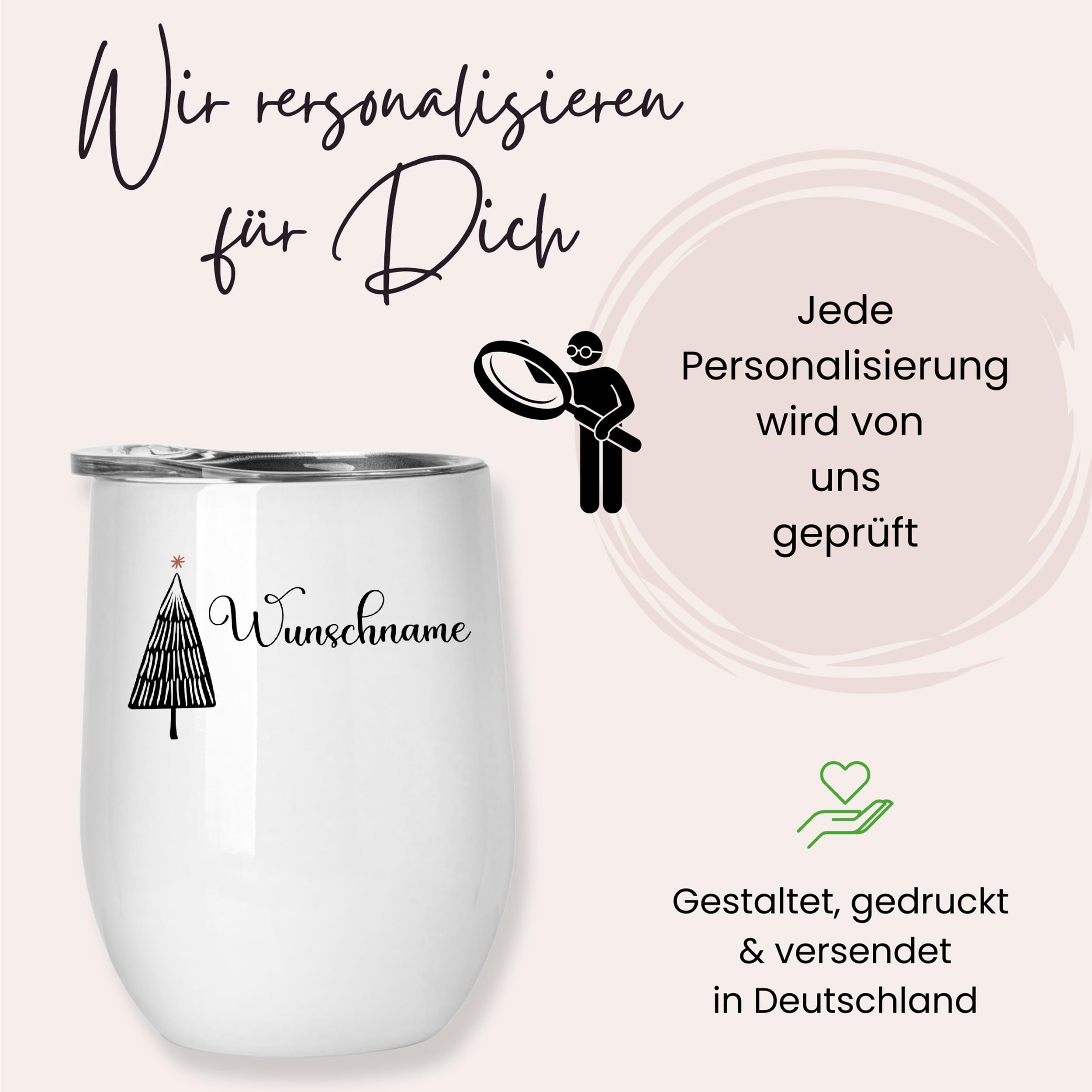 GRAZDesign Glühweinbecher Set personalisiert Geschenkset Weihnachten mit zwei Namen Edelstahl Becher