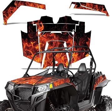 UTV Graphics kit ملصق ملصق متوافق مع Polaris RZR 900 2011-2014 - Flames Orange