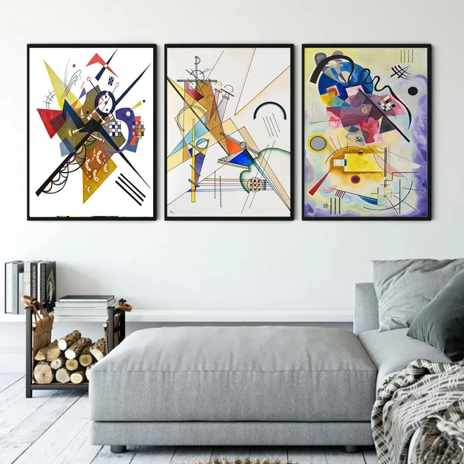 Toile géométrie abstraite Wassily Kandinsky affiche colorée moderne x3 - 8