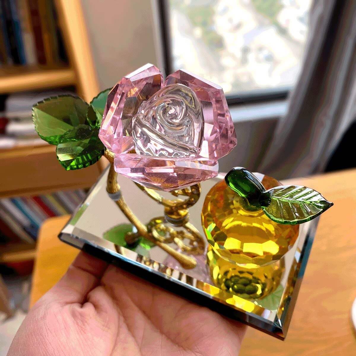 Regalo di San Valentino Figurine di Fiori di Rosa di Cristallo Sogni Ornamento Fermacarte di Vetro Lucky Unfading Bouquet Scultura Decorazioni for la casa