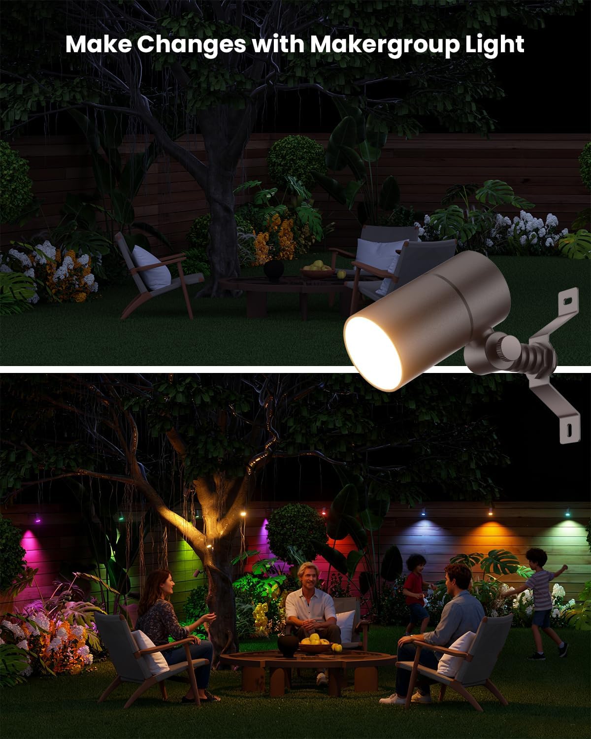 12V Low Voltage Landscape Light for Down Light Tree Lights, Remote Control RGBW MR16 LED Bulb, RGB+CCT Tunable 2700K-6500K, IP65 Waterproof Spotlight for Outdoor Garden Yard Fence (Black)