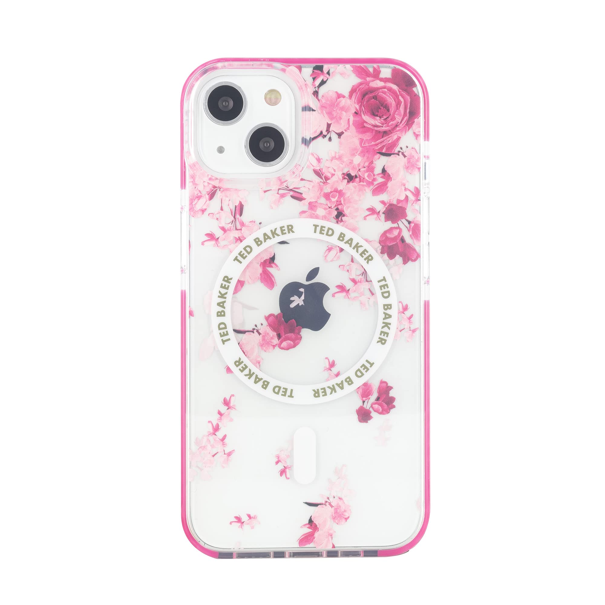 Scattered Flowers Antishock Case Compatible with iPhone 15 Compatible with Magsafe - Clear Pink