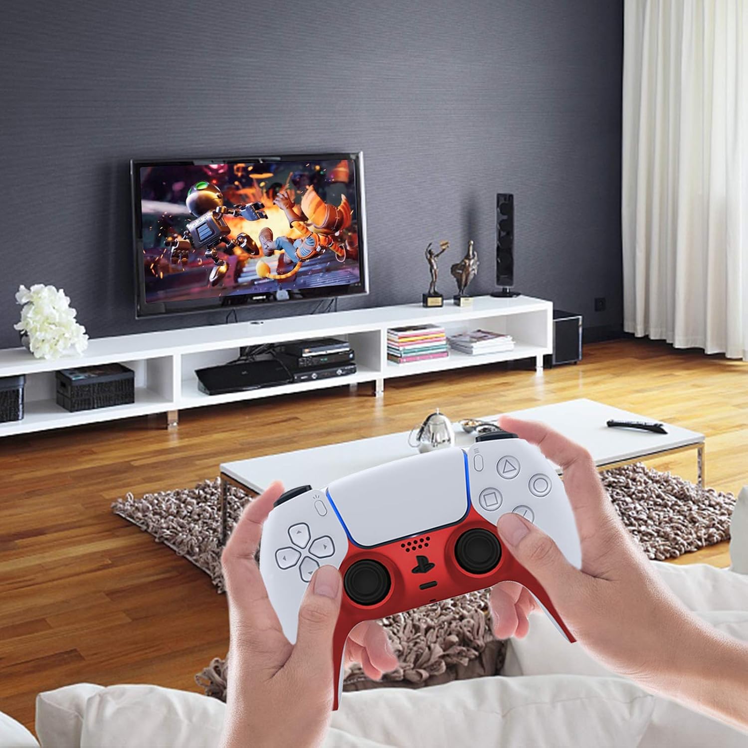 NexiGo PS5 Controller Faceplate, Replacement Shell Decoration Accessories, Grip Decorative Strip for Sony Playstation 5 DualSense Controller, 2 Pack (Red & Blue) : Electronics