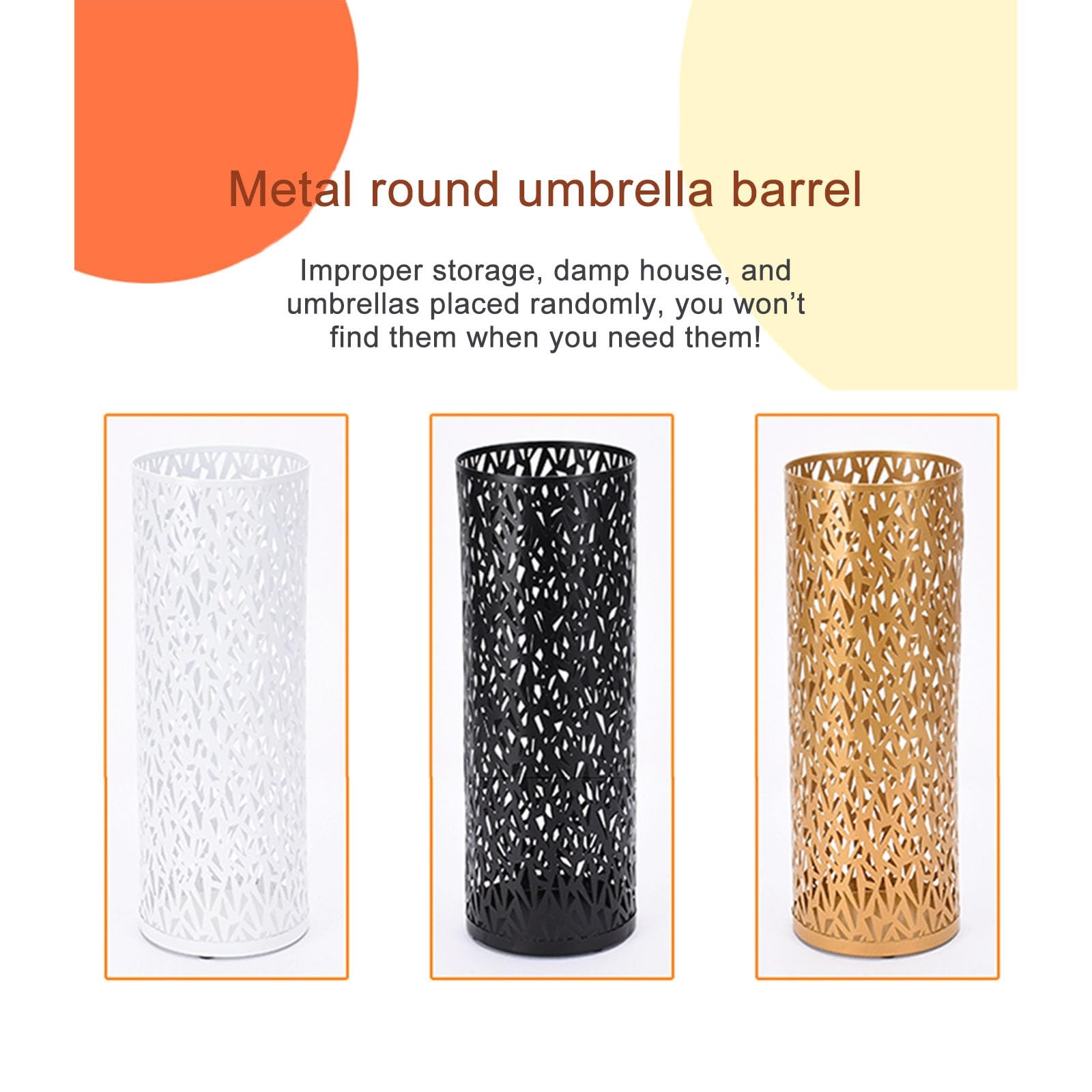 Portaombrelli in metallo resistente, grande capacità, cilindrico, per uso commerciale, design elegante ed elegante per ingressi domestici o aziendali