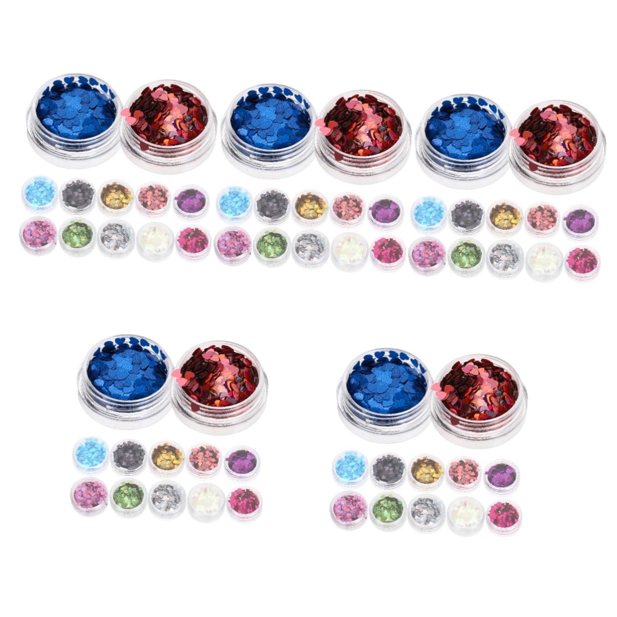 Didiseaon 5 Set Viso Glitterato Glitter Per Unghie A Cuore Adesivi Per Unghie Adesivi Per Smalto Strass Per L'artigianato Adesivi Per Nail Art Con Paillettes L'animale Domestico 12 Scatole*5