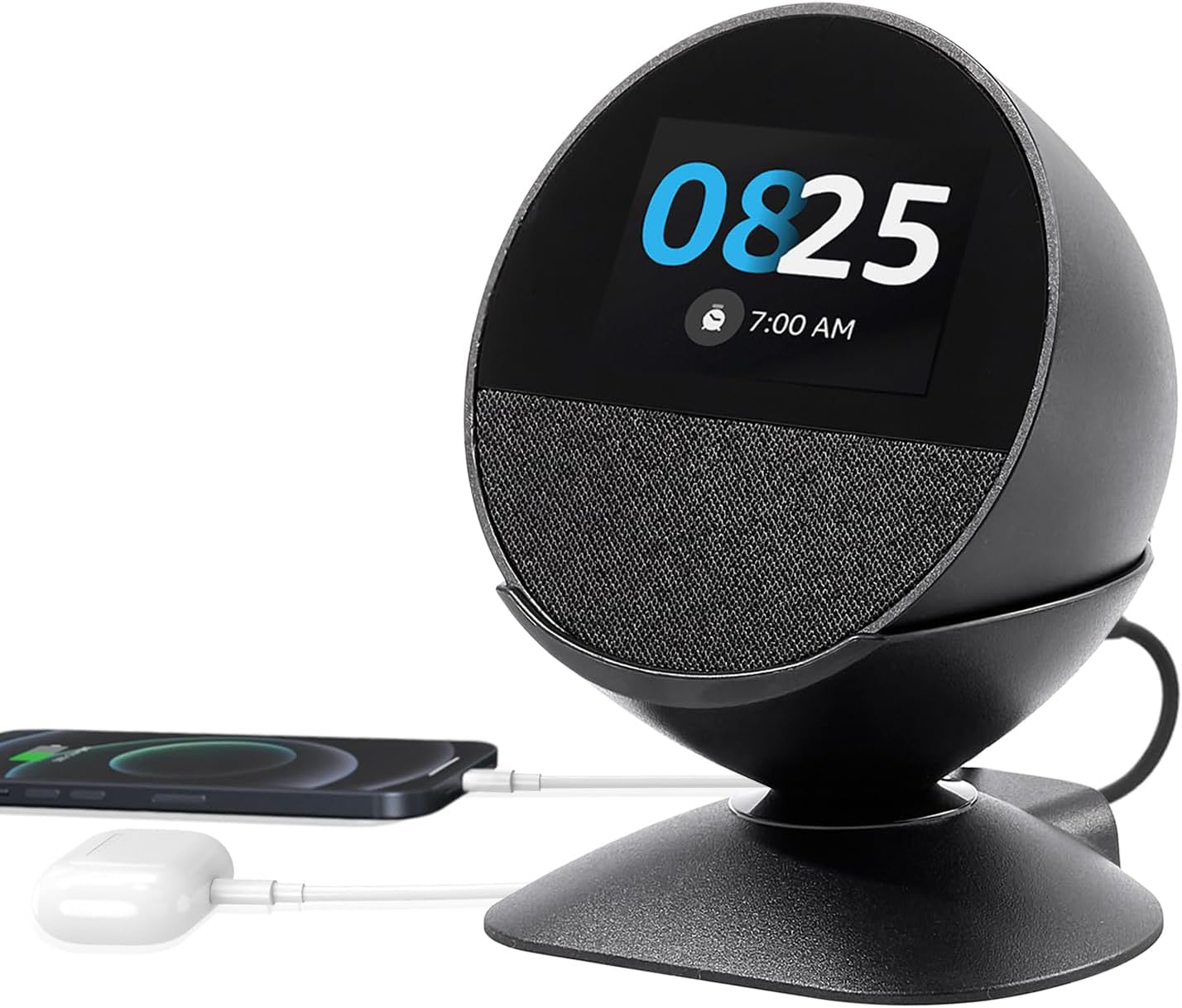 Stand for Echo Spot (2024 Release) and Homepod Mini Adjustable Stand Smartphones & More with USB-C and USB-A Charging Ports 280 Degree Rotating Base and Anti-Slip Silicone Pad