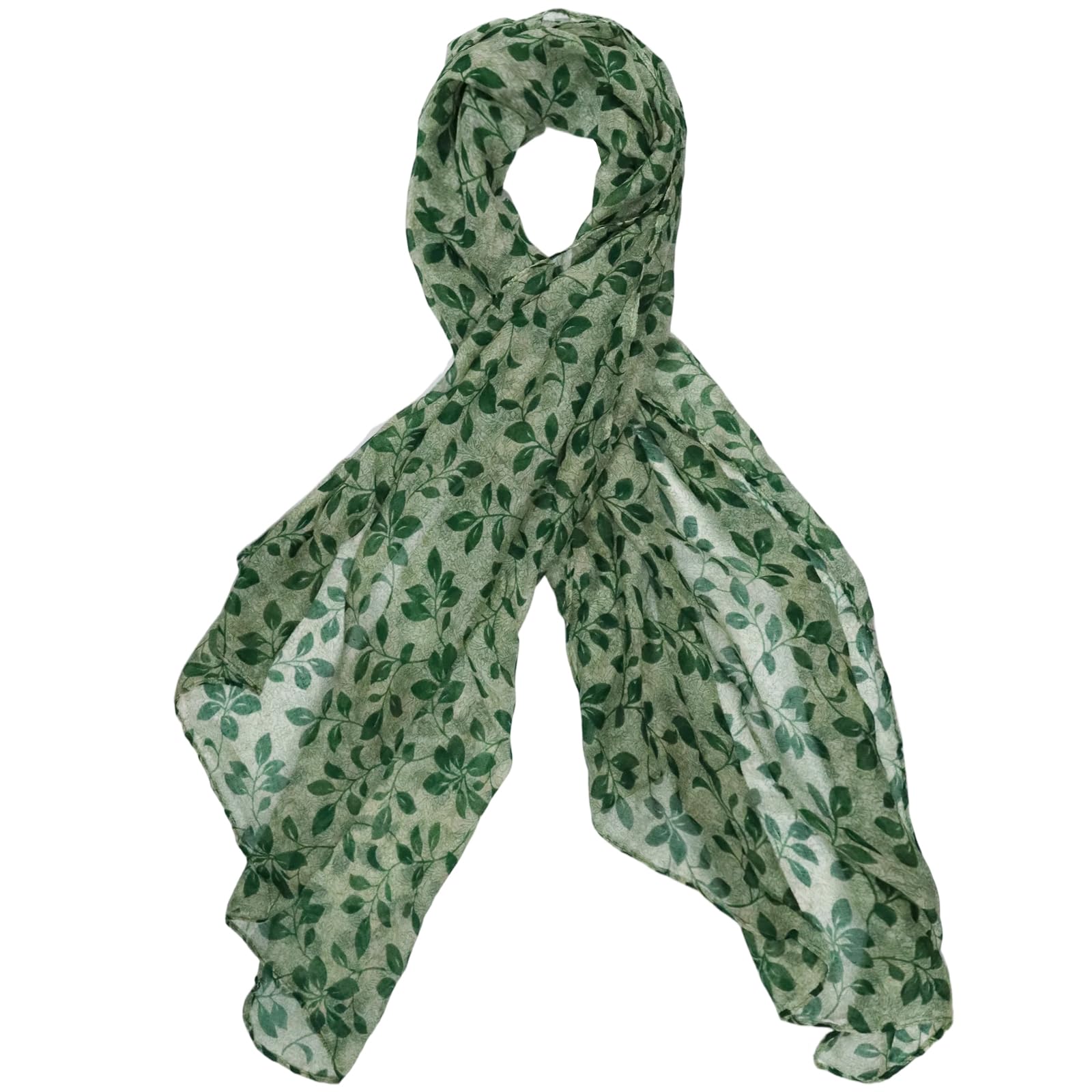 Cerctla Women's Green Printed Scarf For Lightweight Scarves, Thin Long Print Scarf Gifts For Wife Sister Mother Grandmother