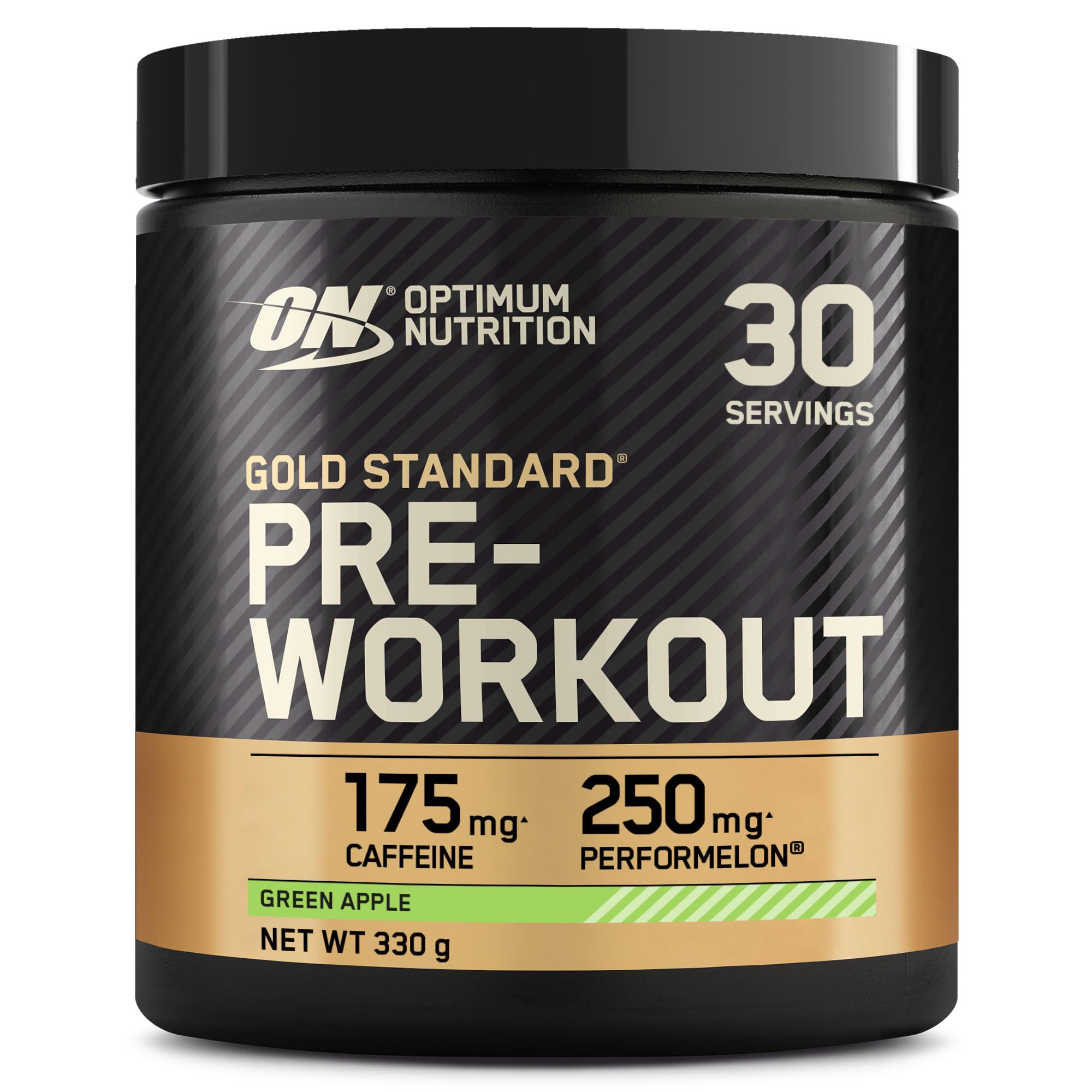 Optimum Nutrition Gold Standard Pre Workout en poudre, boisson énergétique avec créatine monohydrate, bêta-​alanine, caféine et vitamines B, complément goût Pomme verte, 30 portions, 330 g